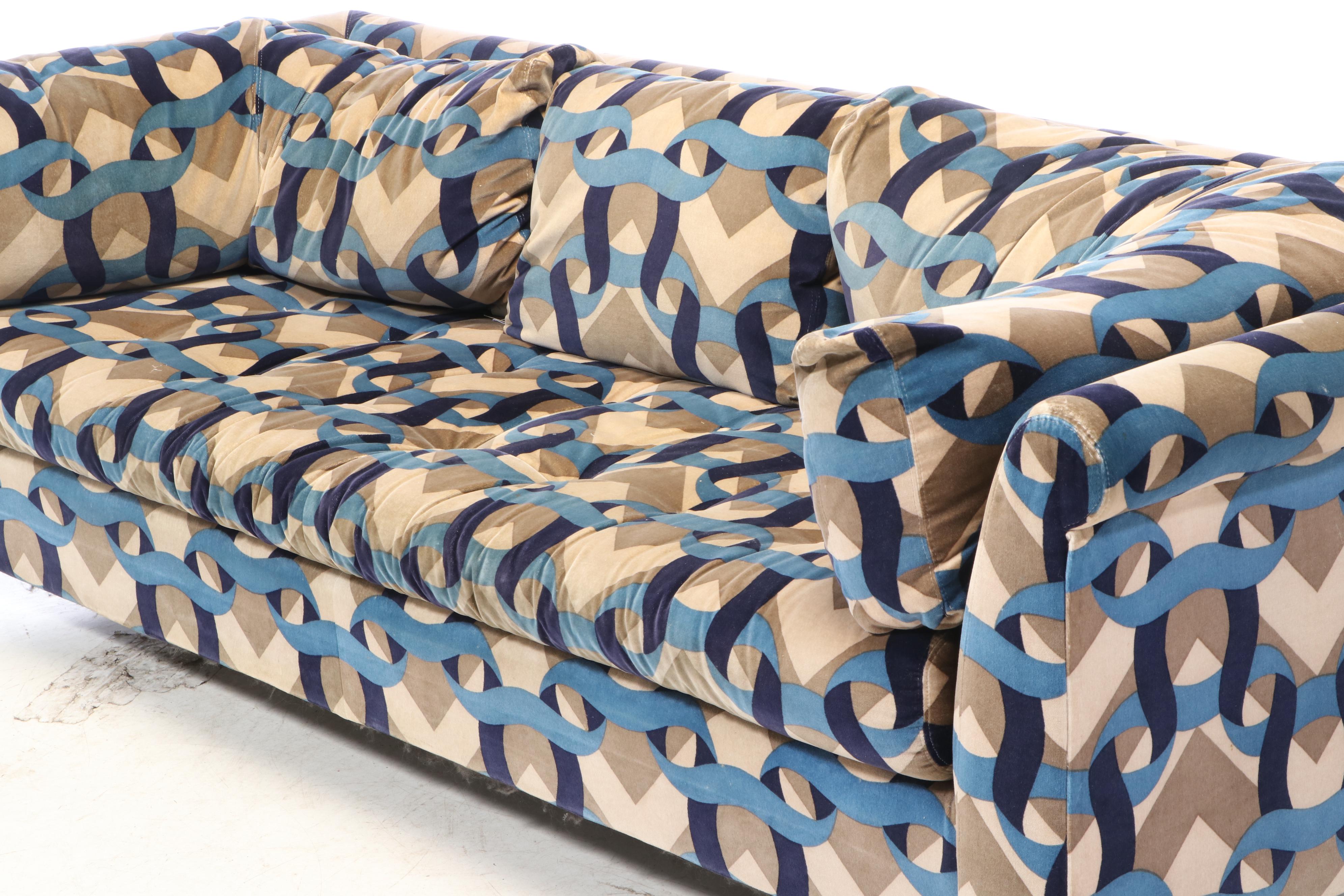 Selig Imperial Mid-Century Modern Velour Upholstered Sofa, Mid-20th Century