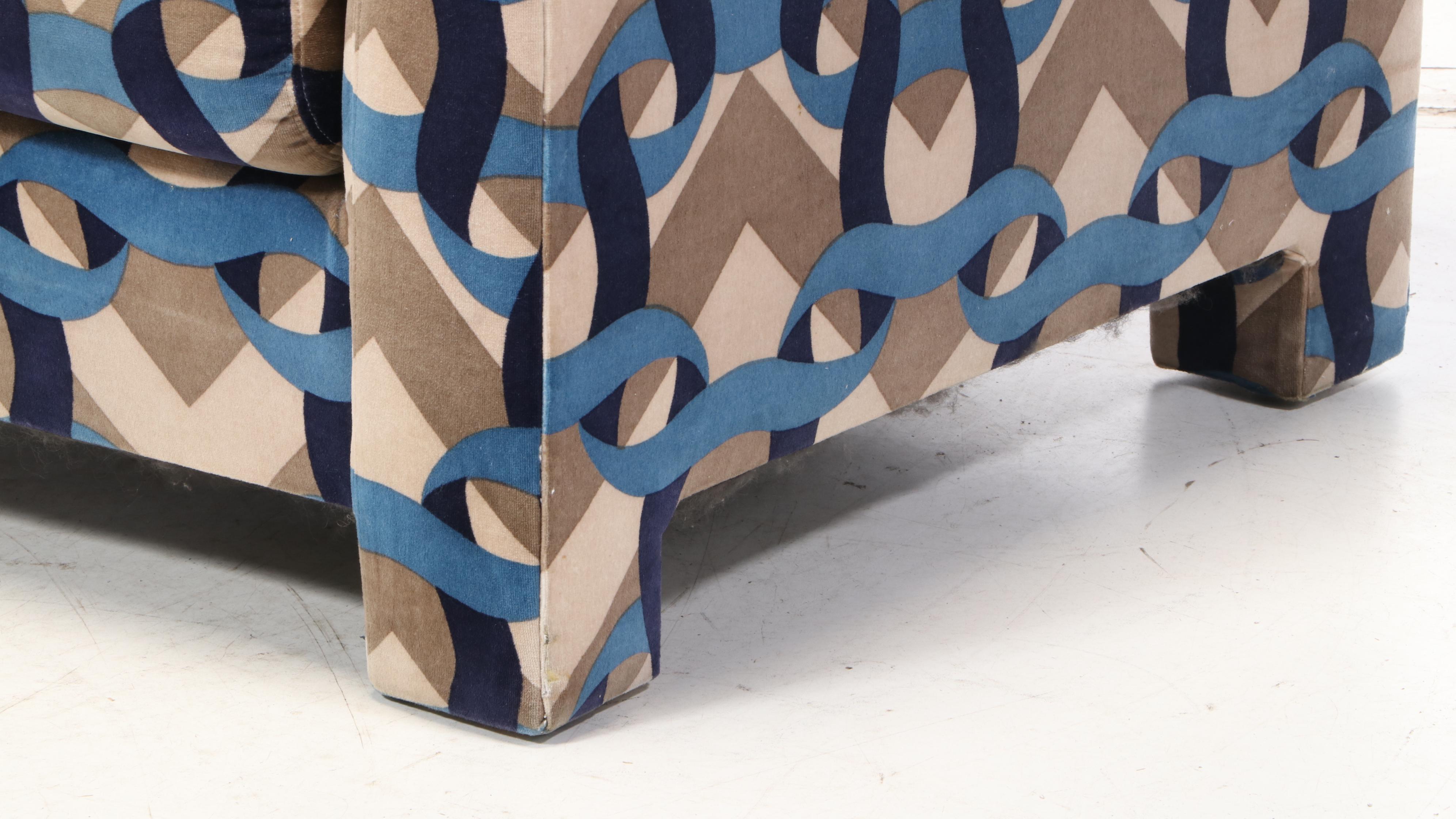 Selig Imperial Mid-Century Modern Velour Upholstered Sofa, Mid-20th Century