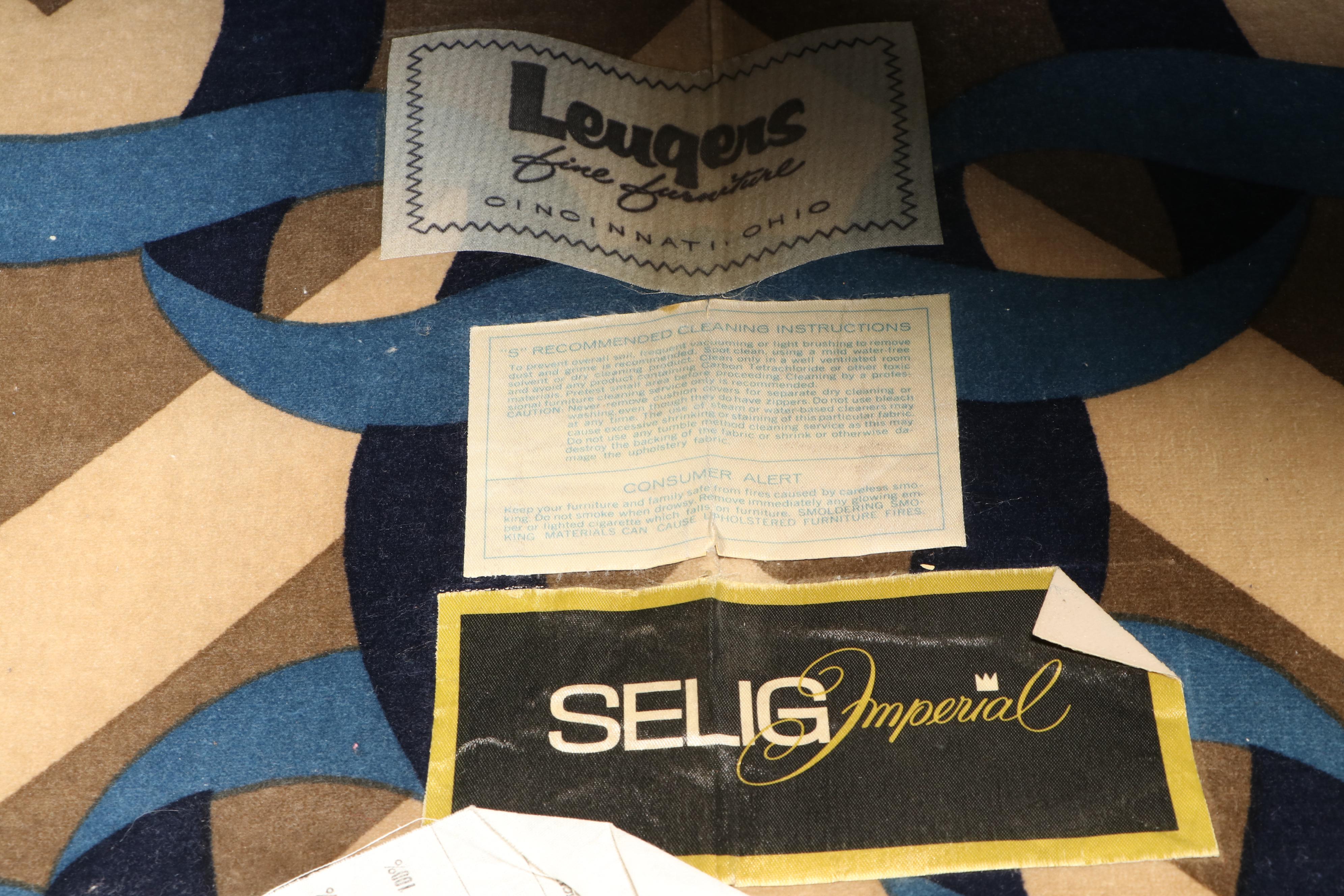 Selig Imperial Mid-Century Modern Velour Upholstered Sofa, Mid-20th Century