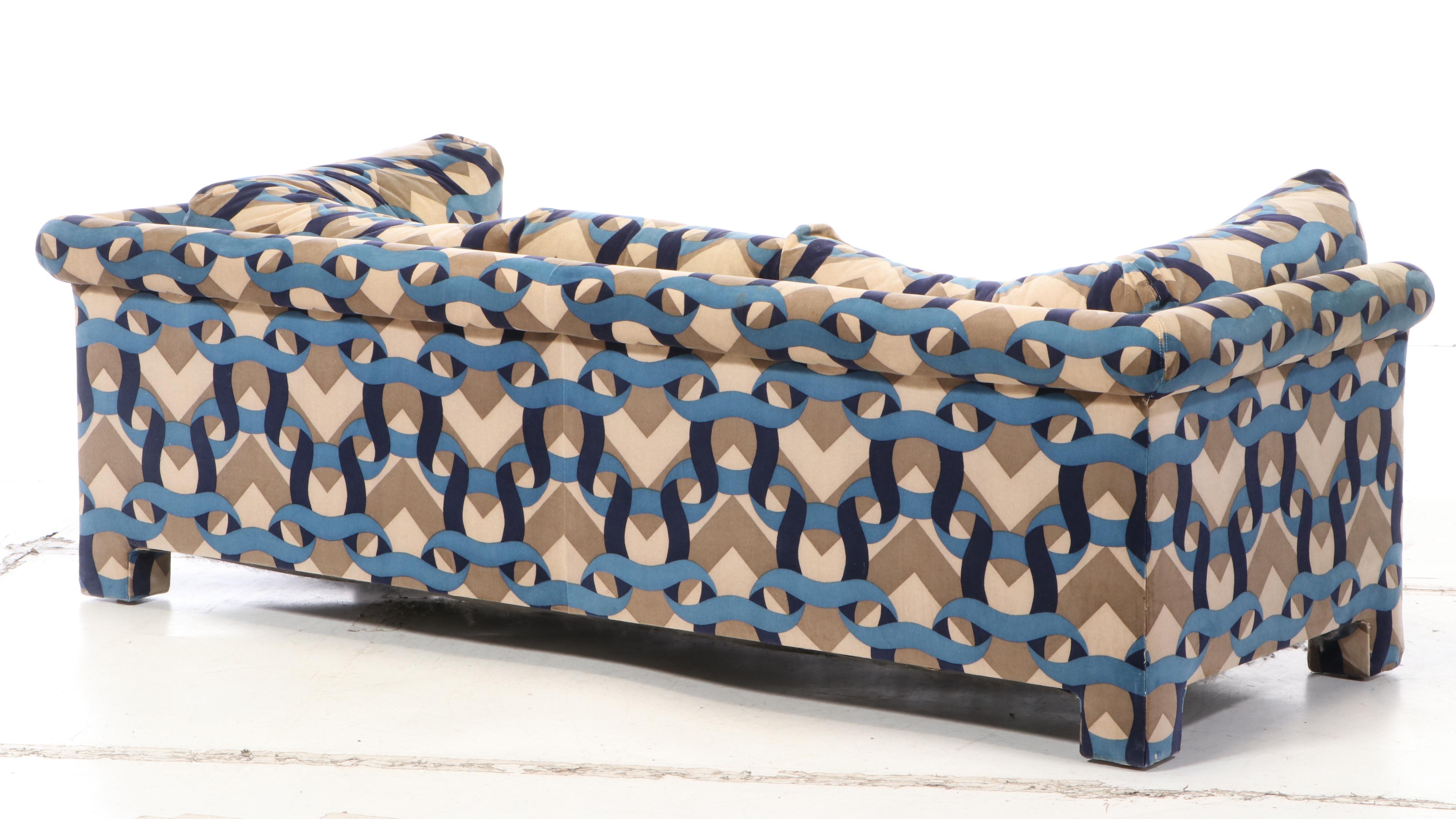 Selig Imperial Mid-Century Modern Velour Upholstered Sofa, Mid-20th Century