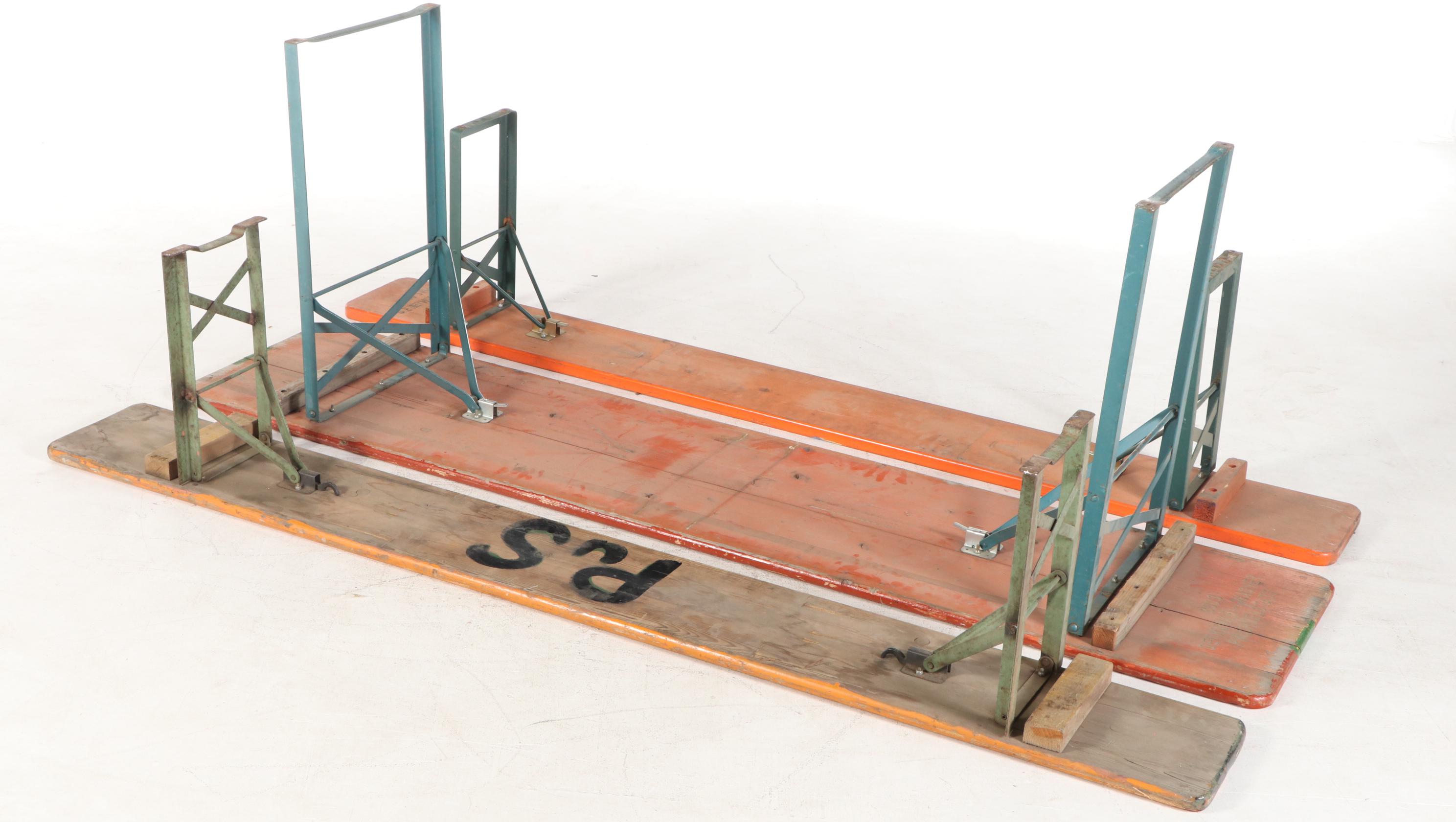German Polychrome Wood Folding Biergarten Table and Benches