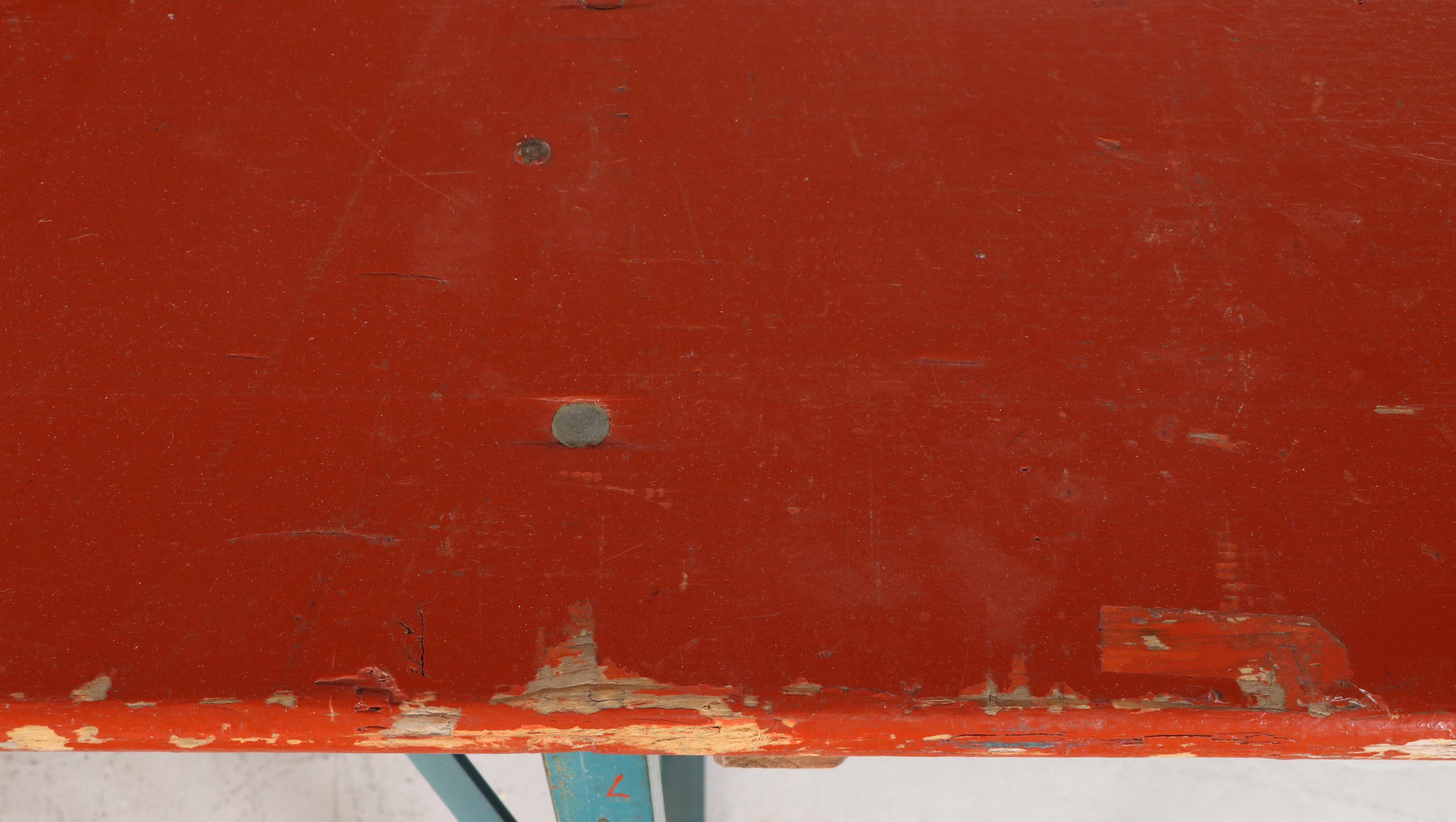 German Polychrome Wood Folding Biergarten Table and Benches