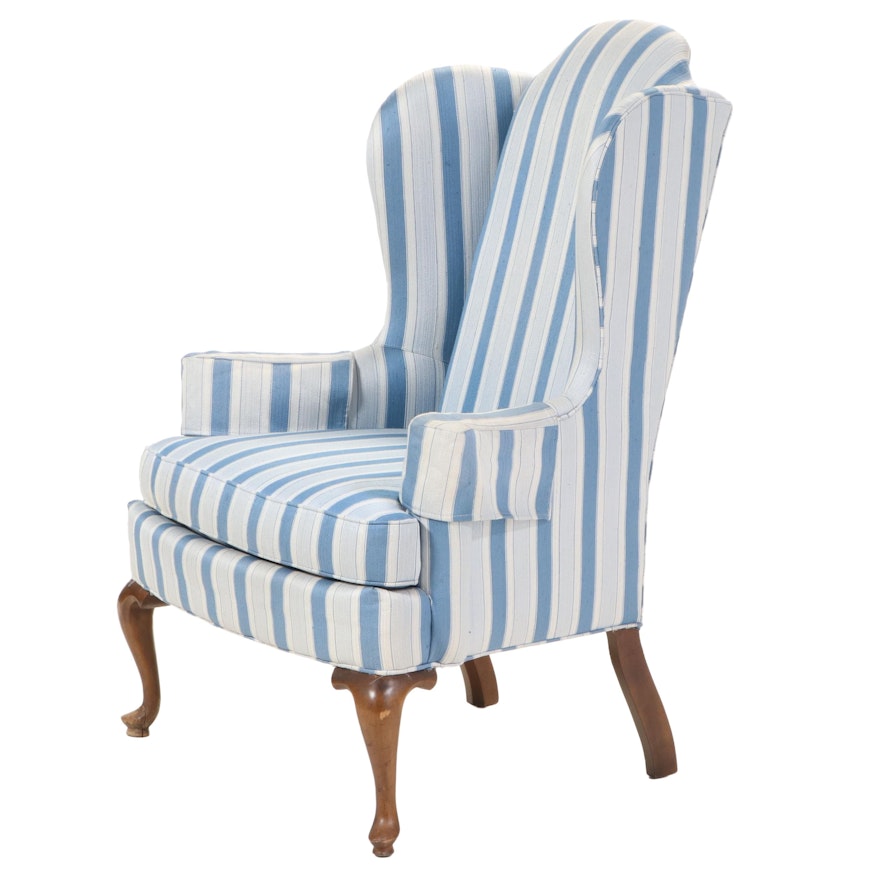 Drexel Queen Anne Style Upholstered Armchair, Mid-20th Century