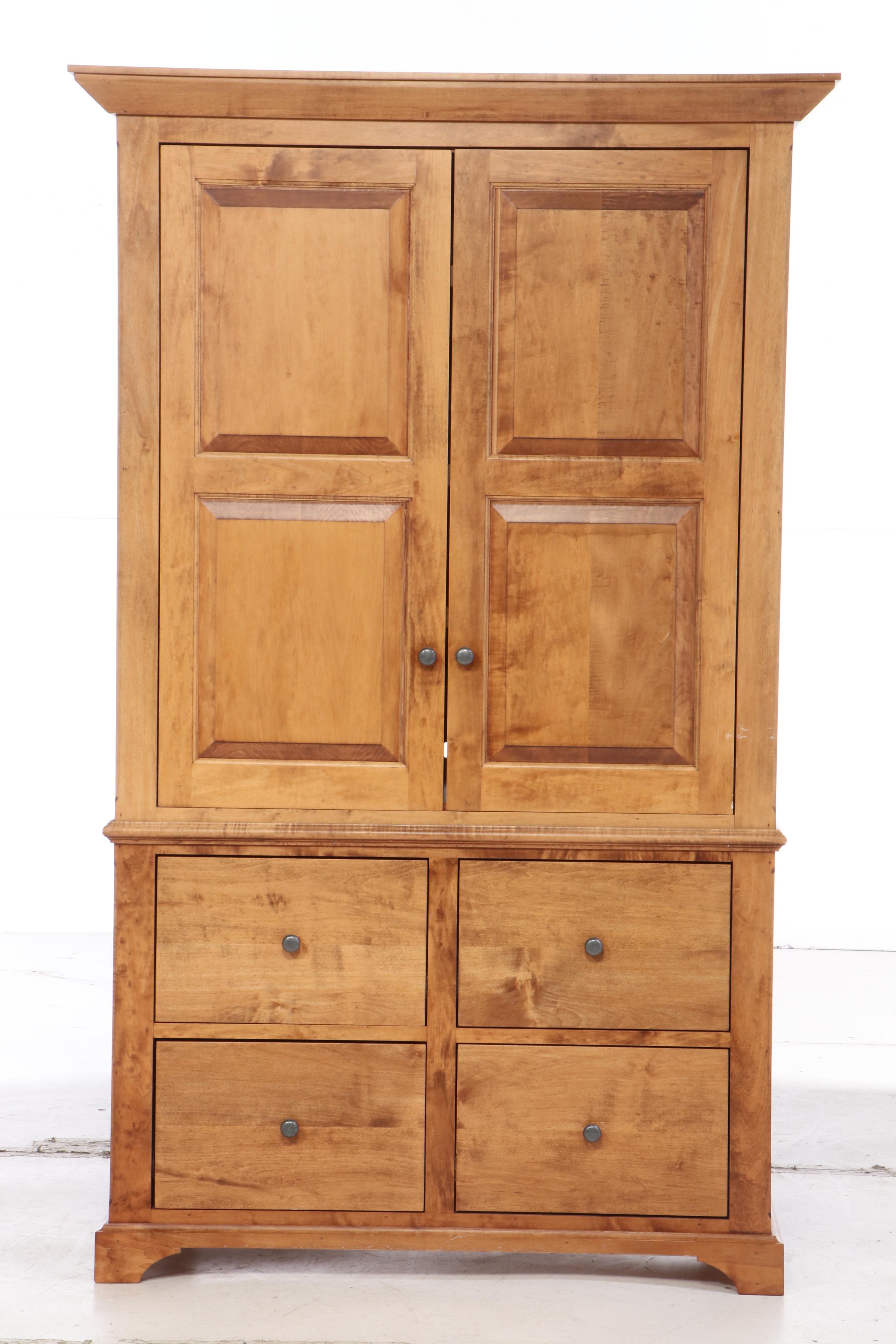 Miller & Slay Woodworking Contemporary Figured Maple Pocket Door Media Cabinet