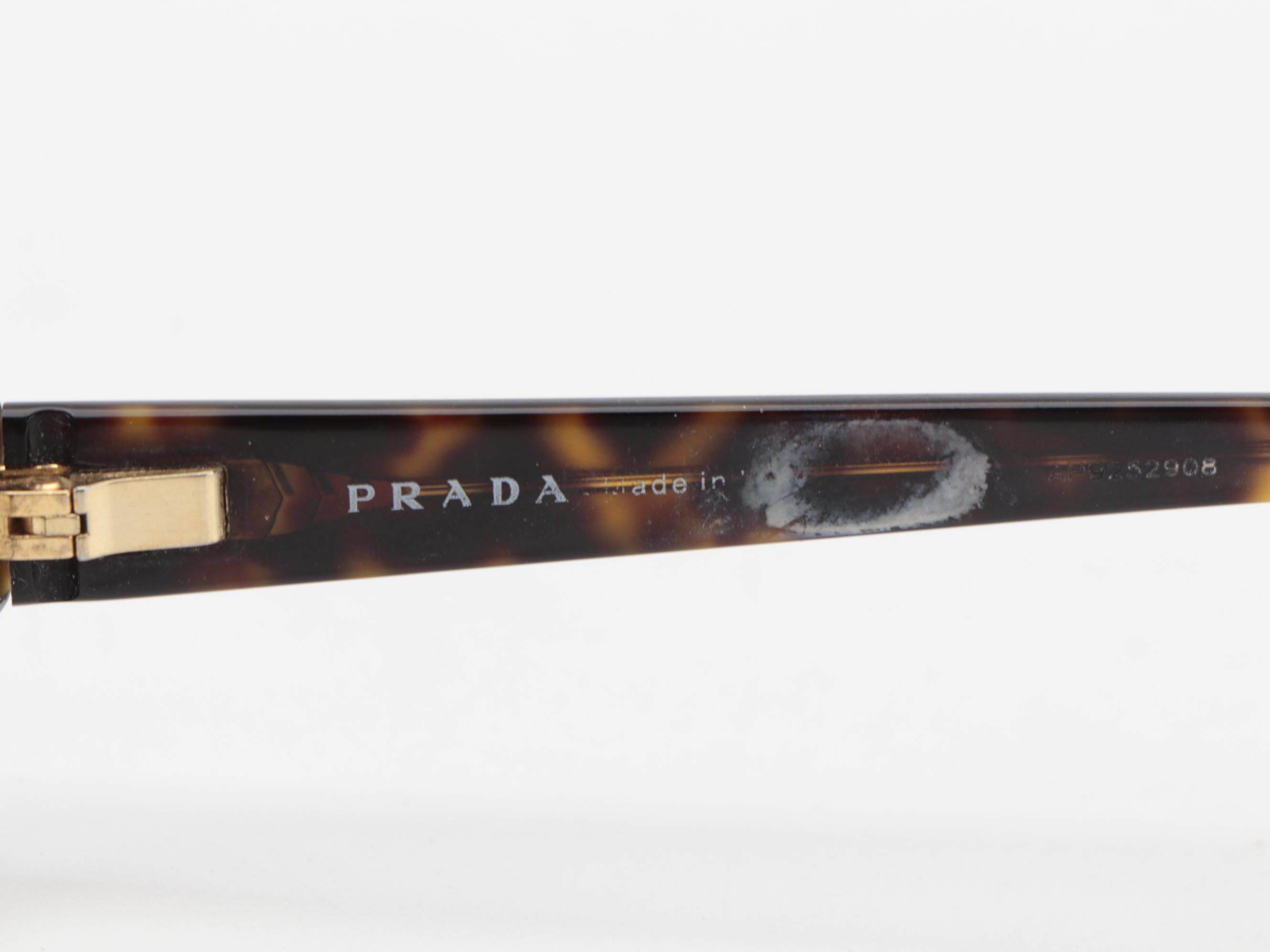 Prada Dark Brown Tortoise Rectangular Frame Eyeglasses