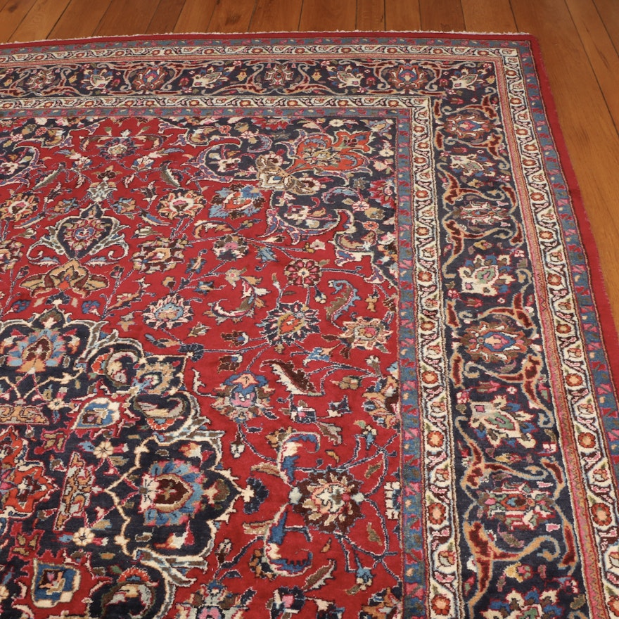8'2 x 11'6 Hand-Knotted Persian Mashhad Room Sized Rug