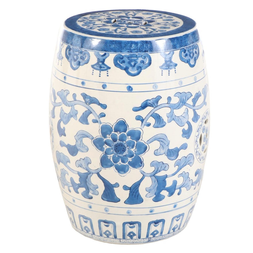 Chinese Style Blue and White Ceramic Garden Stool