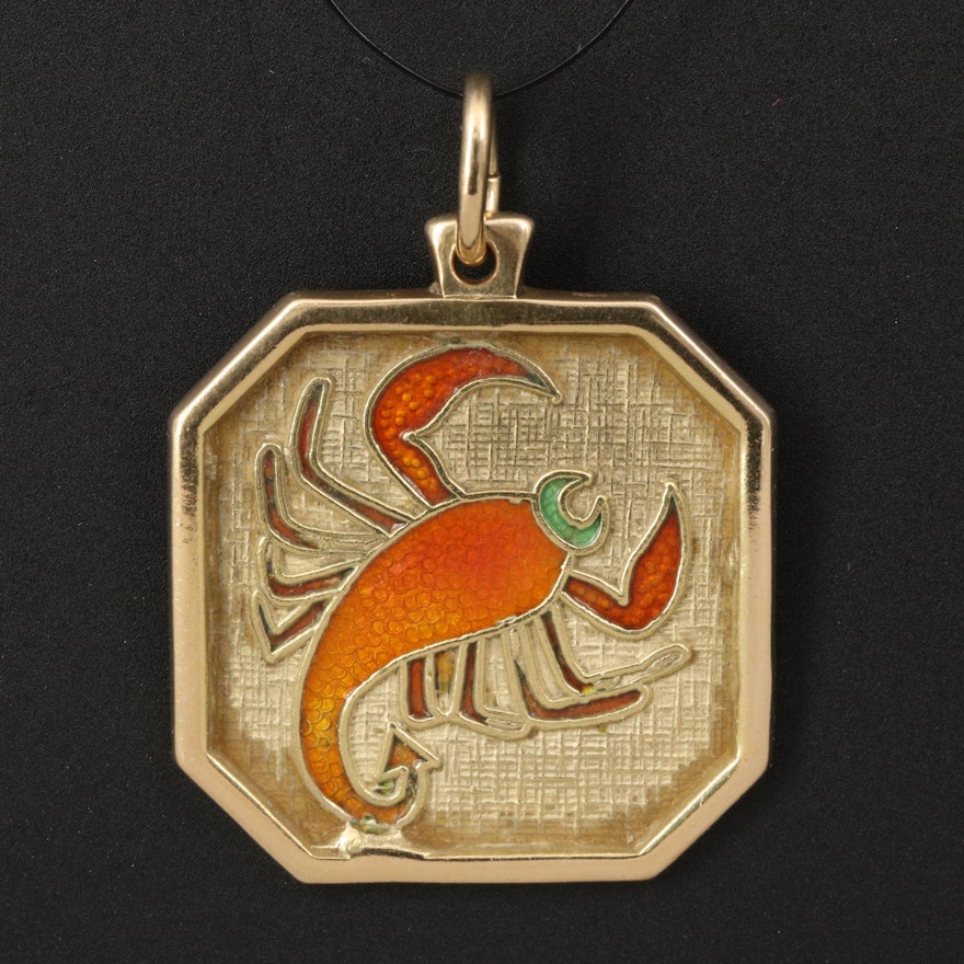 18K Enamel Scorpio Zodiac Pendant