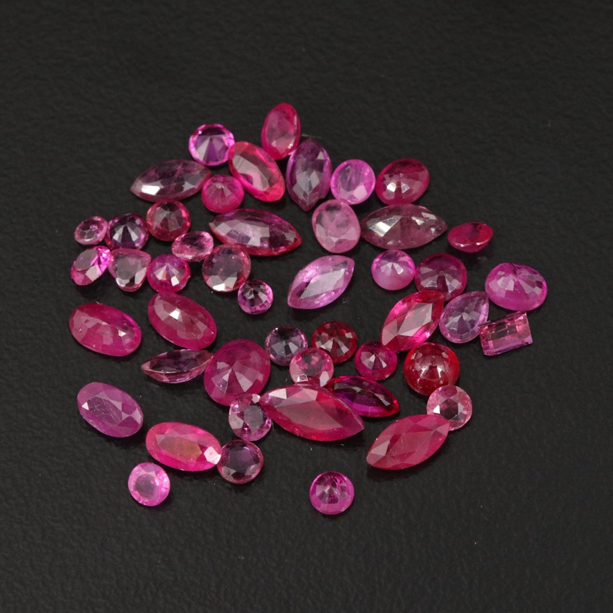 Loose 9.81 CTW Ruby Selection Featuring Various Shapes