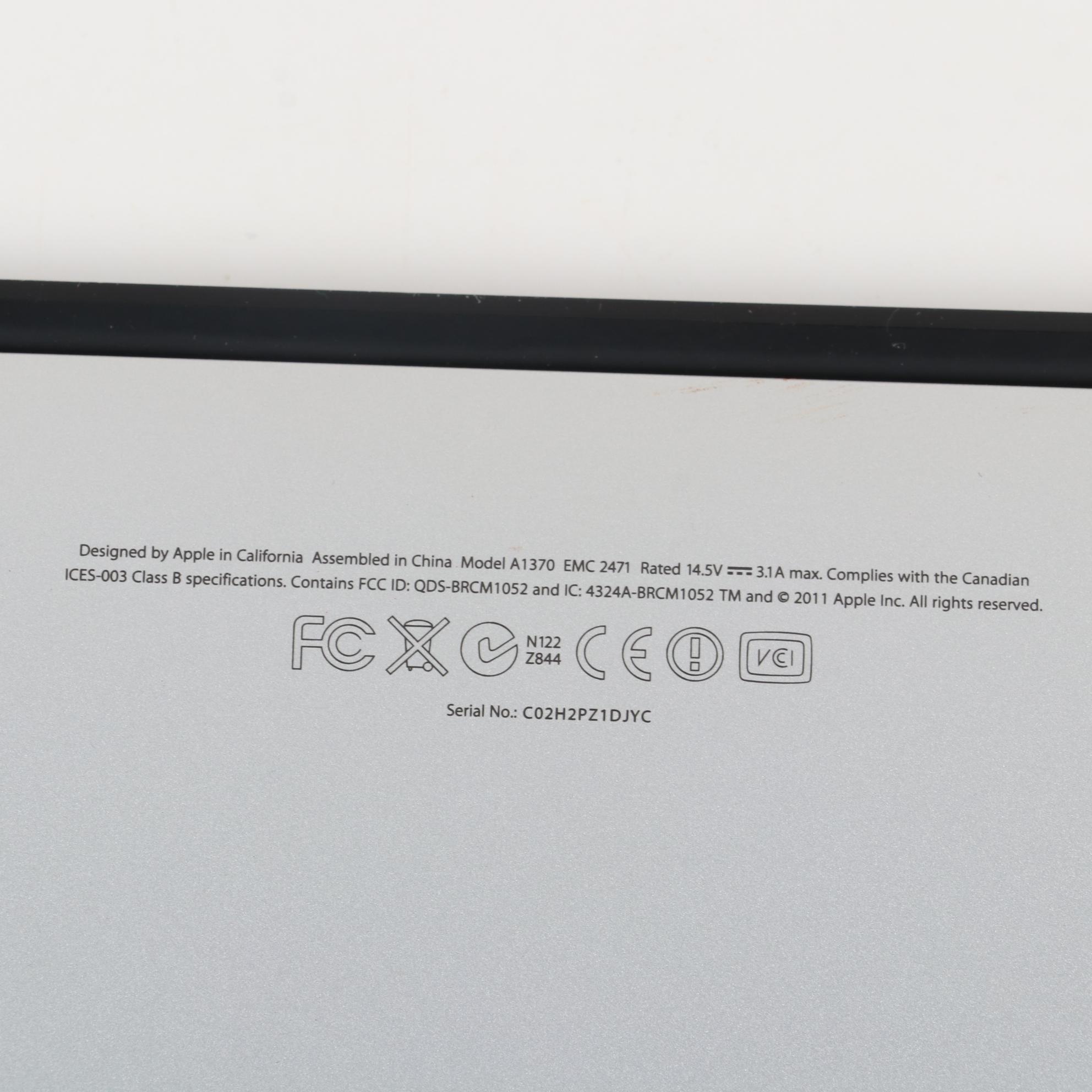 Apple 11" MacBook Air Laptop with Power Adapter, Mid-2011