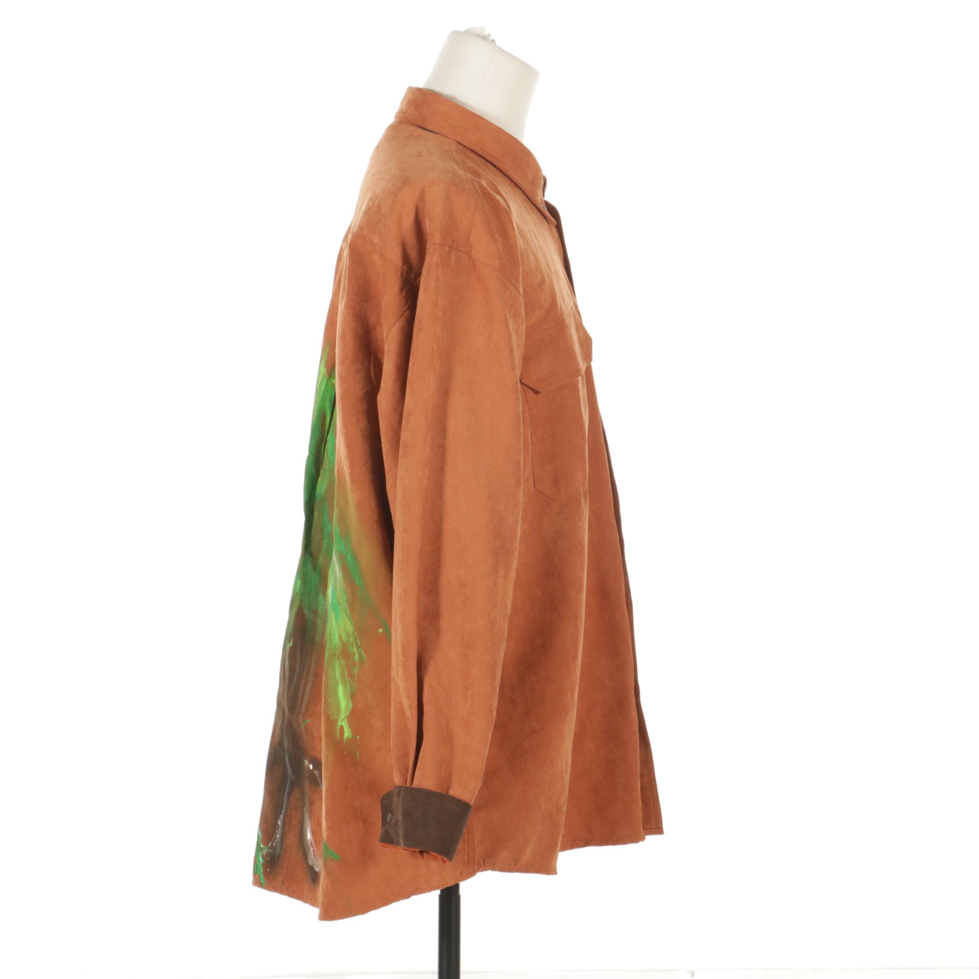 Ooh Baby by Anika Ignozzi Paint and Patch Embellished Men's Faux Suede Shirt