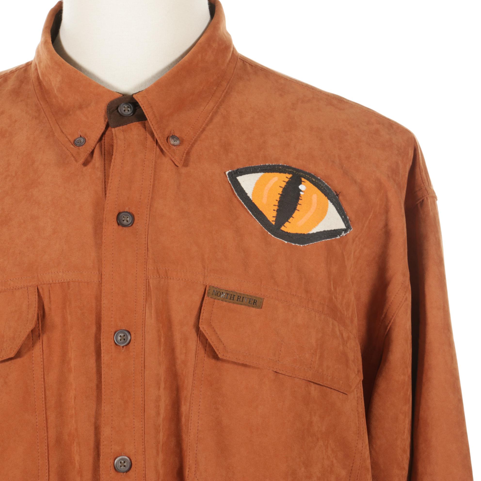 Ooh Baby by Anika Ignozzi Paint and Patch Embellished Men's Faux Suede Shirt