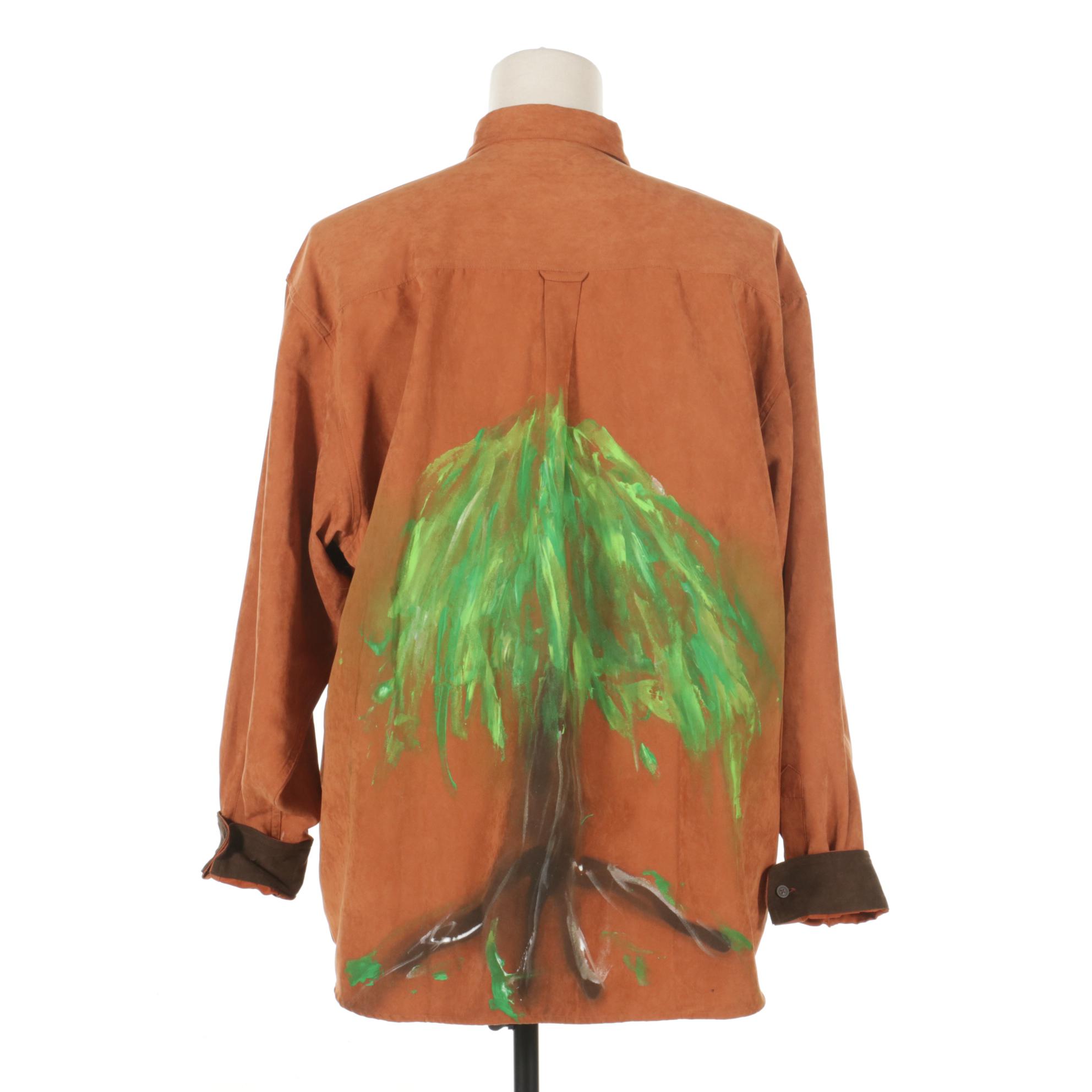 Ooh Baby by Anika Ignozzi Paint and Patch Embellished Men's Faux Suede Shirt