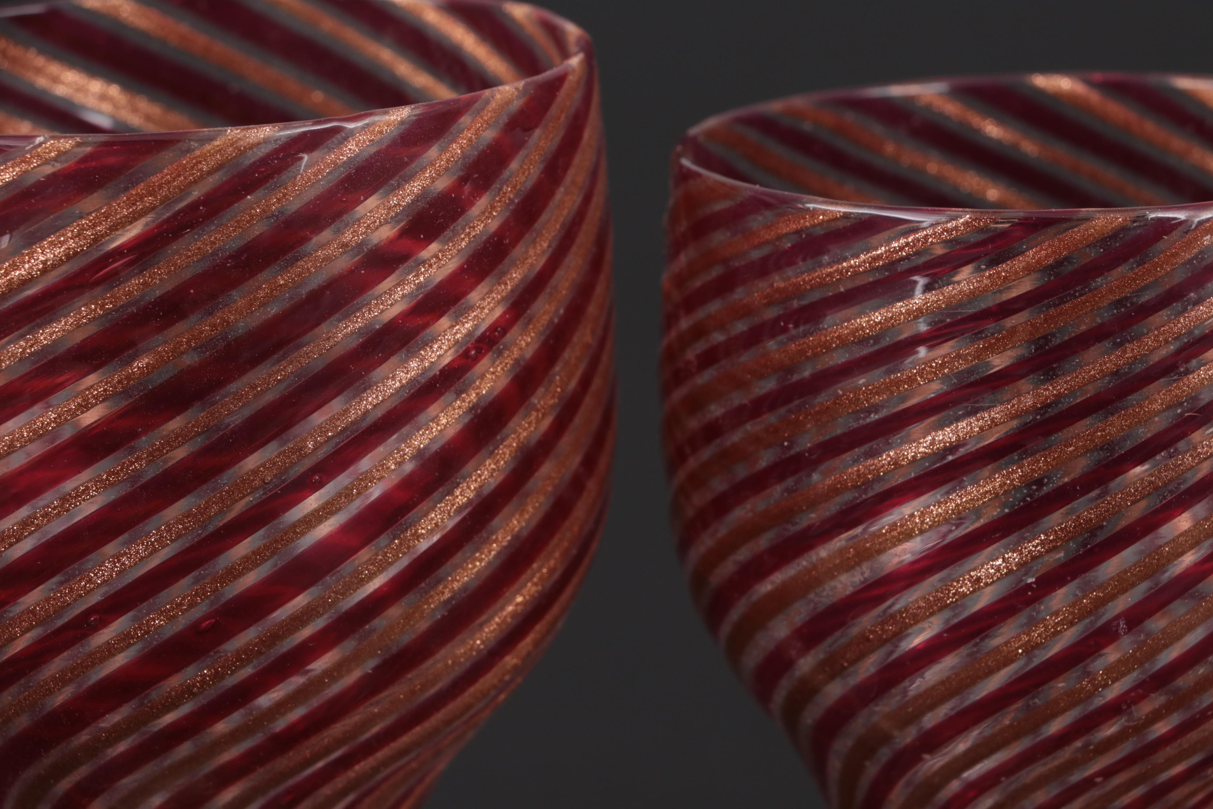 Murano Tipetto Style Handblown Glass Stemware