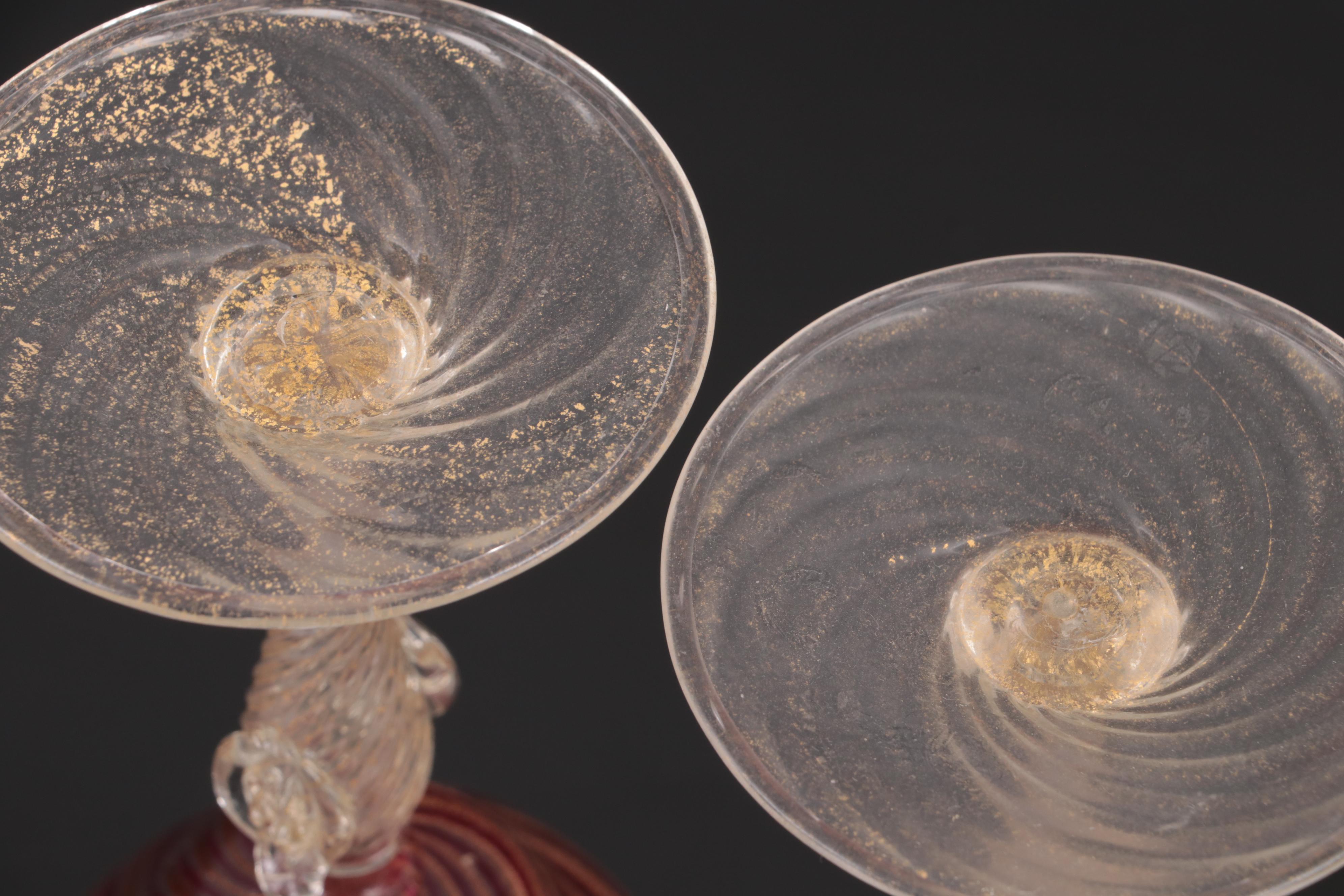 Murano Tipetto Style Handblown Glass Stemware