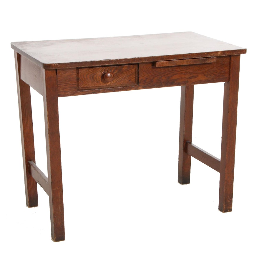 Arts and Crafts Child's Oak Desk, Early to Mid 20th Century