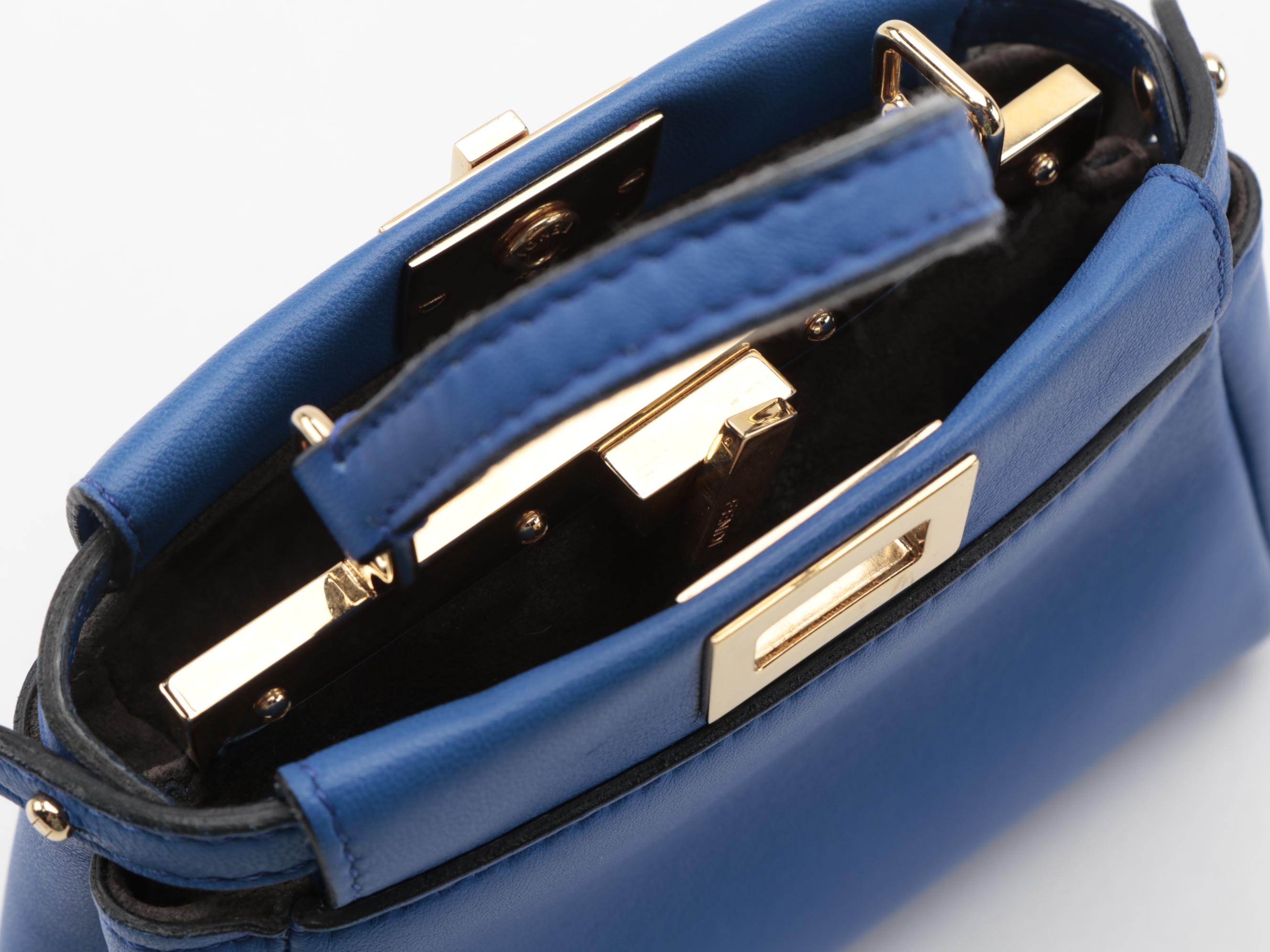 Fendi Micro Peekaboo Bag in Royal Blue Nappa Leather