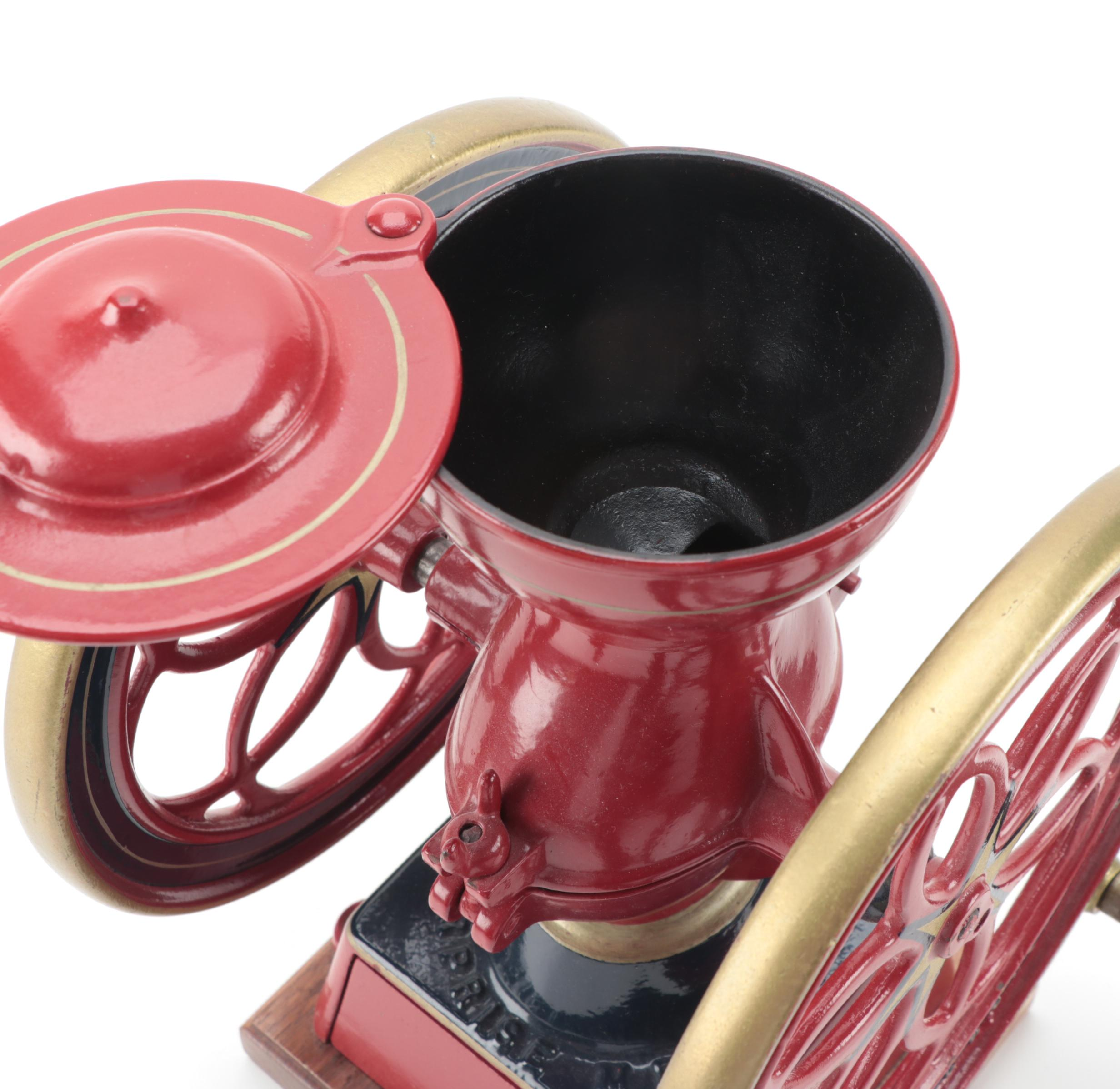 Enterprise Manufacturing Co. Cast Iron Coffee Grinder Mill on Wood Base