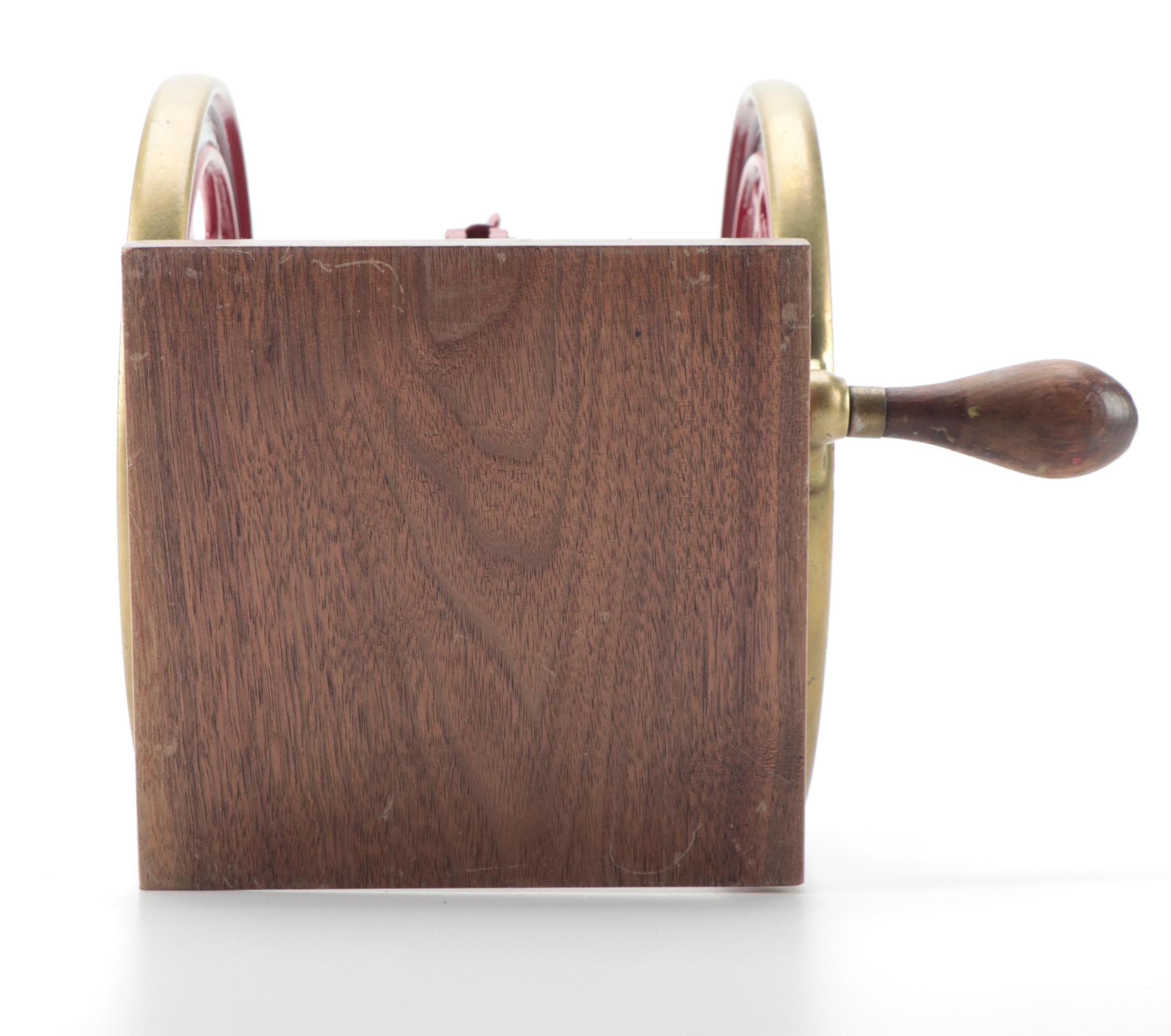 Enterprise Manufacturing Co. Cast Iron Coffee Grinder Mill on Wood Base