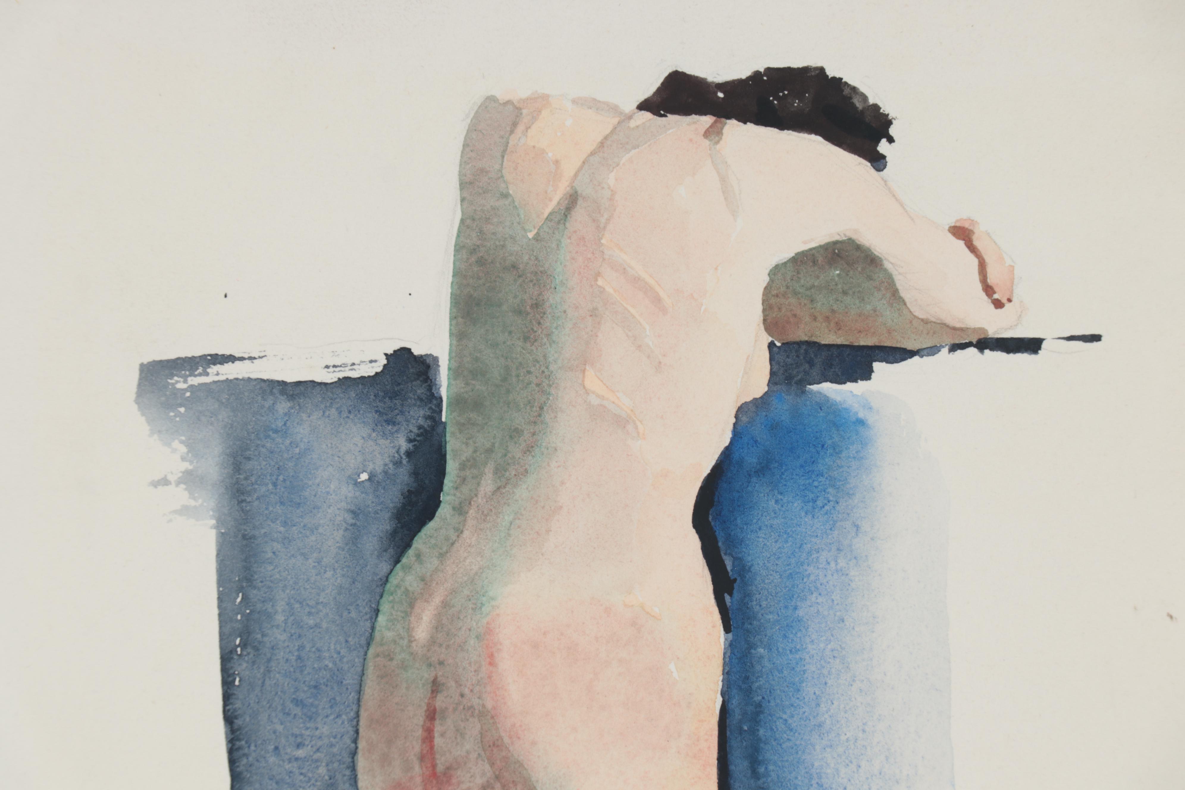 Edmond J. Fitzgerald Watercolor Painting of Female Nude