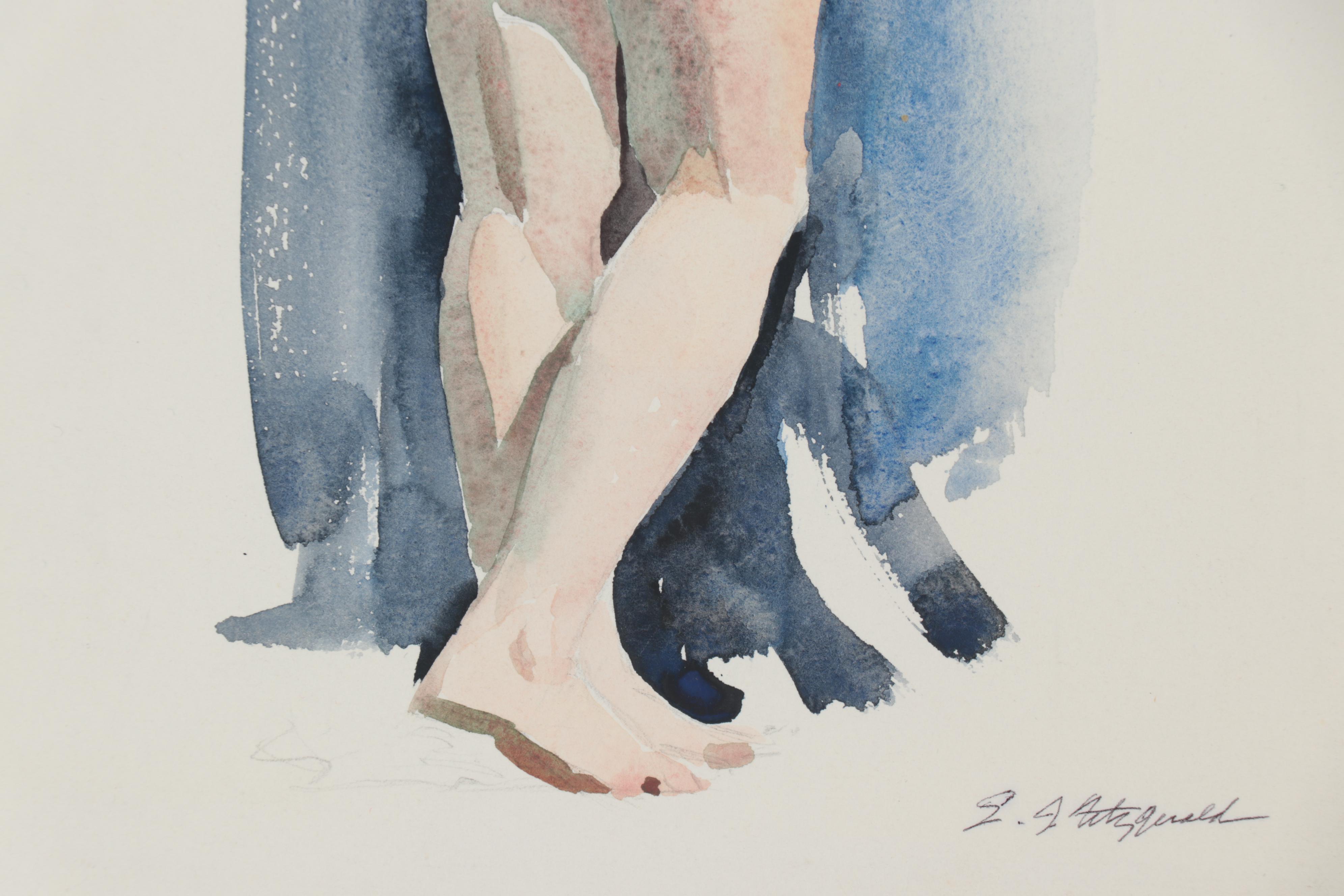 Edmond J. Fitzgerald Watercolor Painting of Female Nude