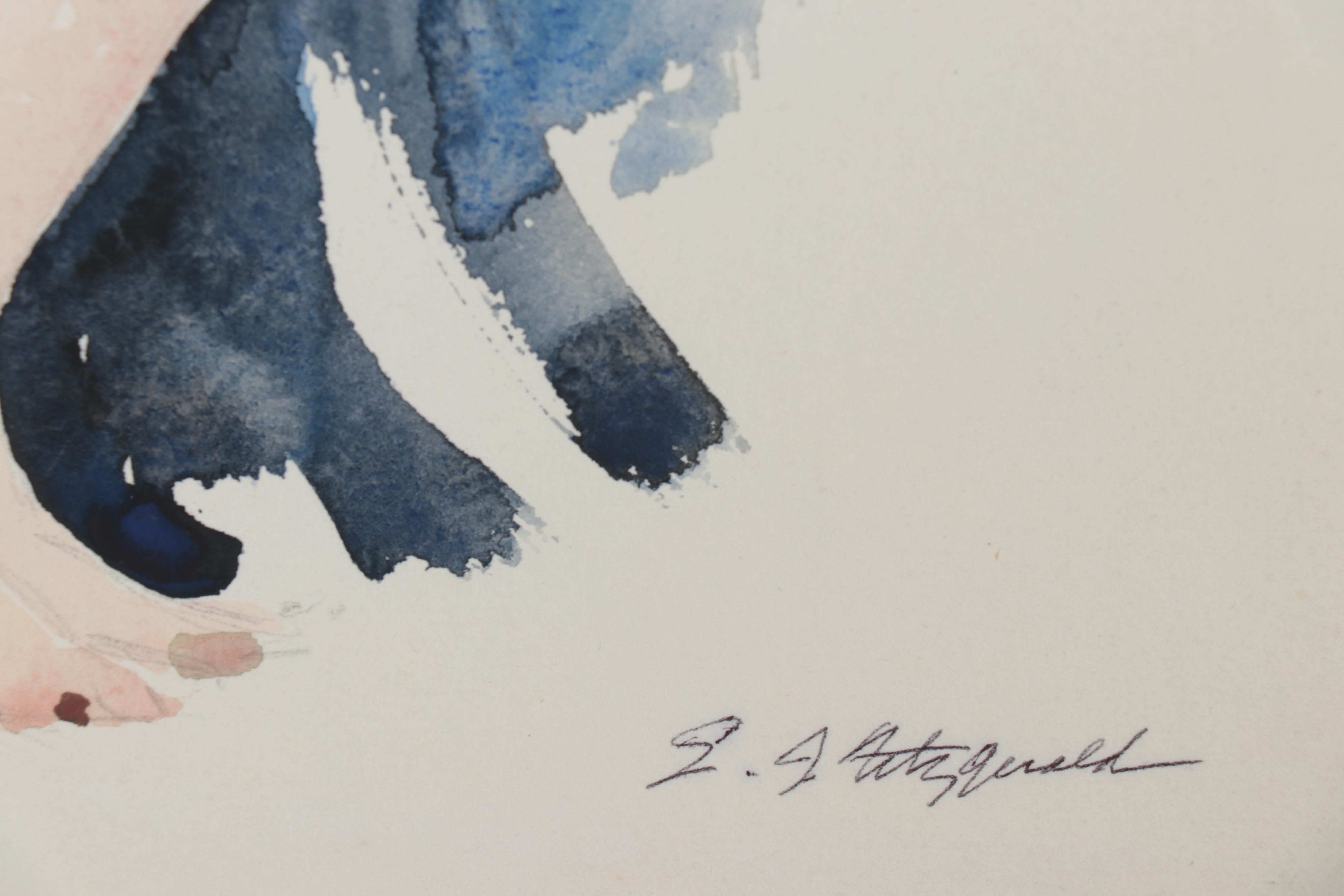 Edmond J. Fitzgerald Watercolor Painting of Female Nude