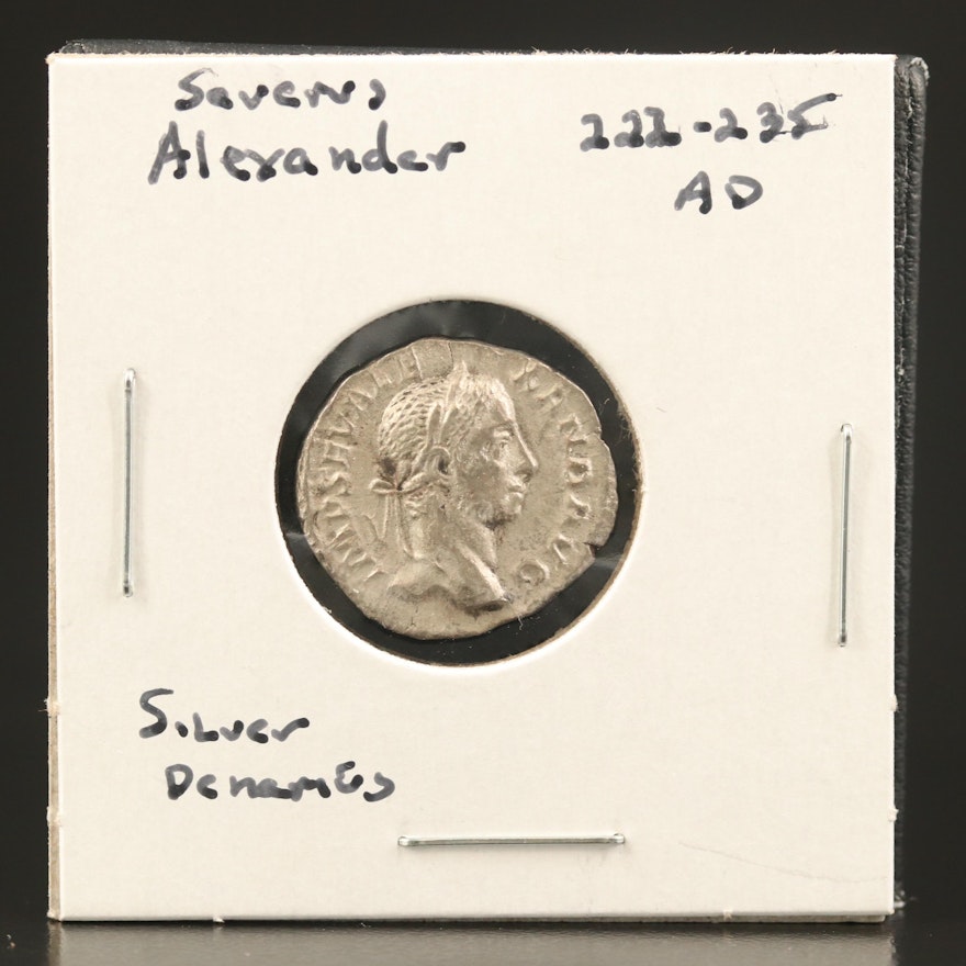 Ancient Roman Imperial AR Denarius of Severus Alexander, ca. 229 AD