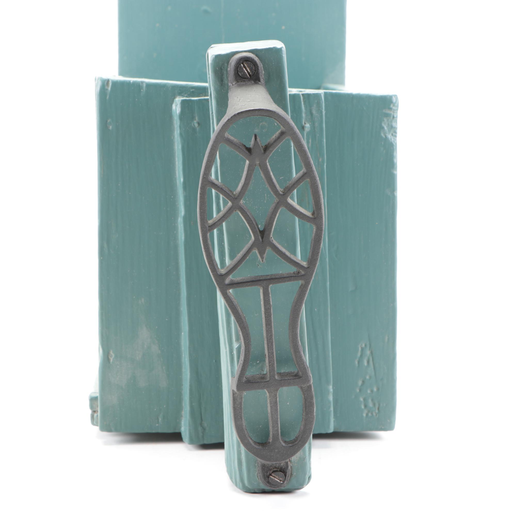 Cast Iron Cobbler's Shoe Last Stand with Forms and Handmade Stand