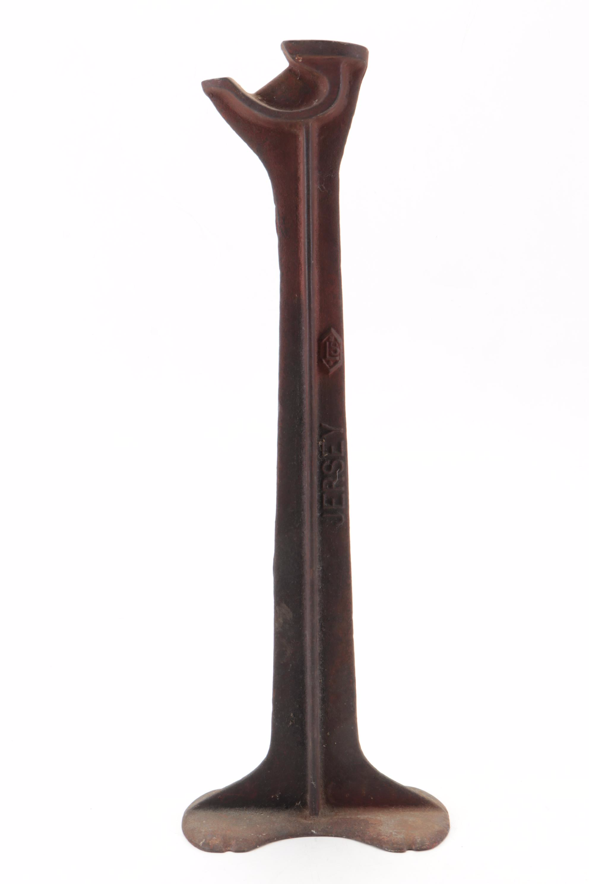 Cast Iron Cobbler's Shoe Last Stand with Forms and Handmade Stand