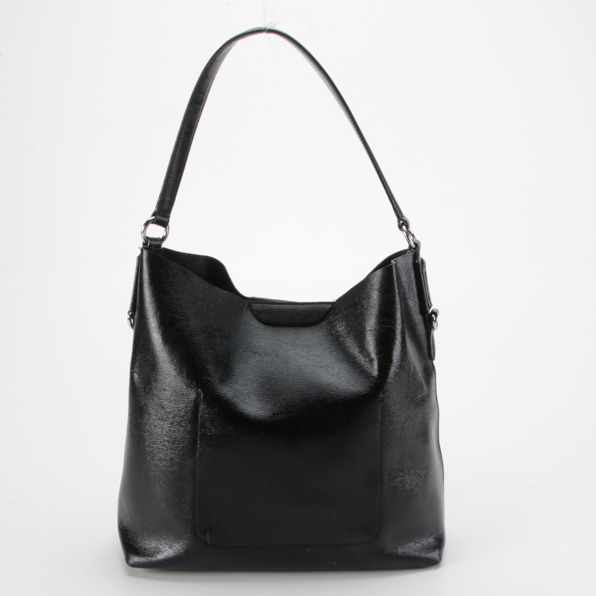 LAUREN Ralph Lauren Tate Hobo Shoulder Tote in Black Textured Leather