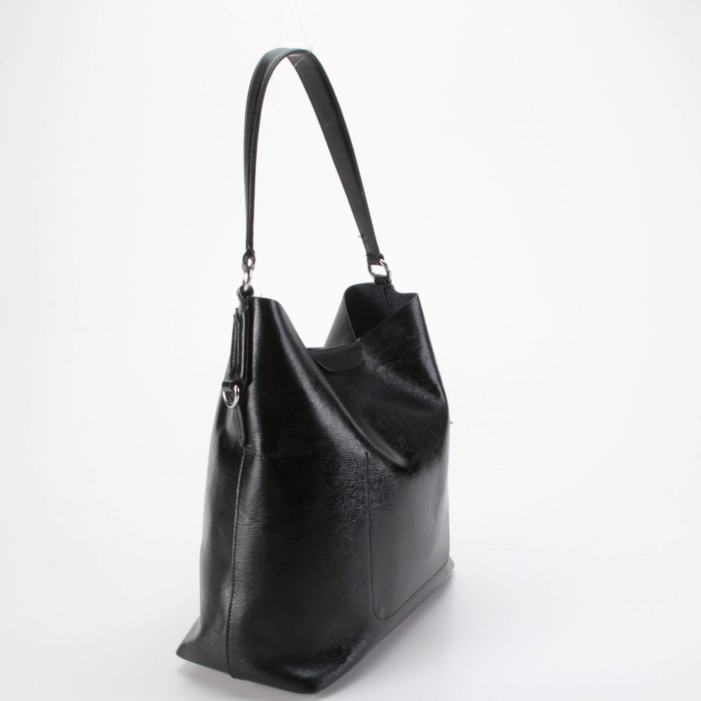 LAUREN Ralph Lauren Tate Hobo Shoulder Tote in Black Textured Leather