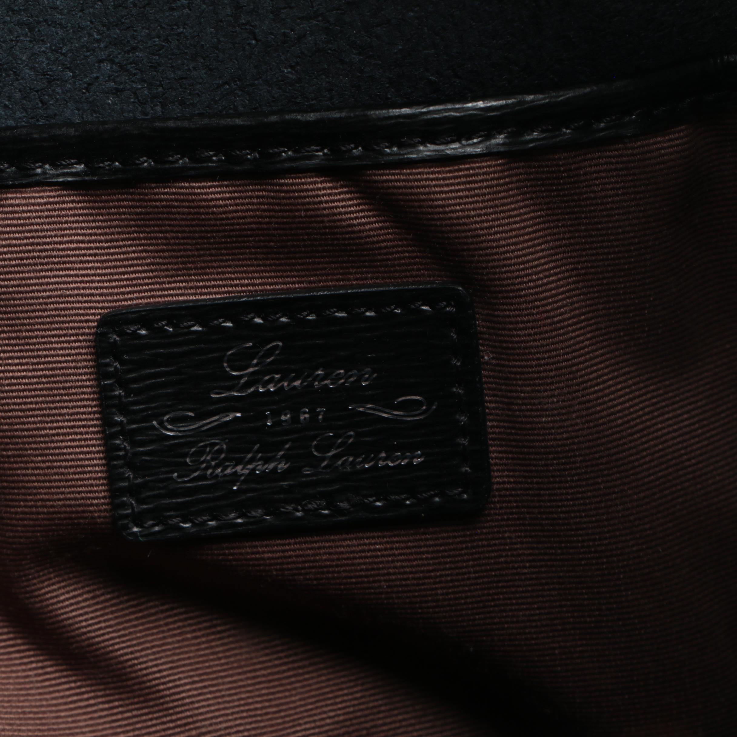 LAUREN Ralph Lauren Tate Hobo Shoulder Tote in Black Textured Leather