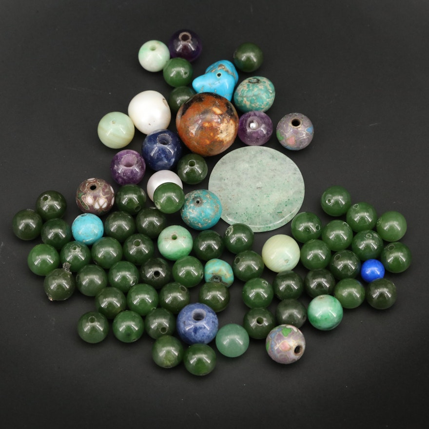 Loose Gemstone Beads Including Pearl, Jasper and Aventurine