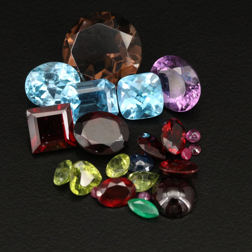 Loose 38.66 CTW Gemstones Including Ruby, Garnet and Smoky Quartz