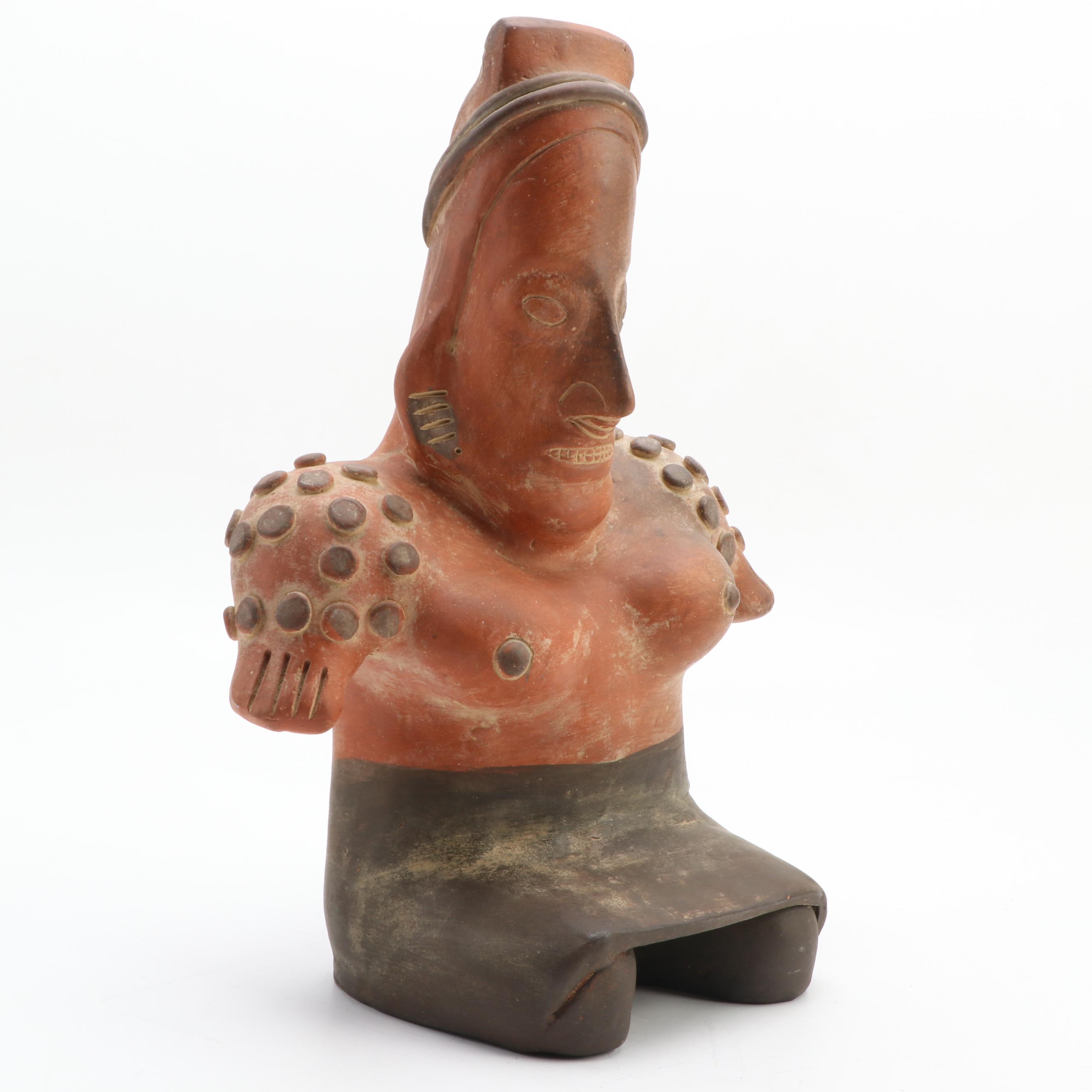 Hieratic Ameca-Ezatlán Style Reproduction of a Terracotta Jalisco Tomb Figurine