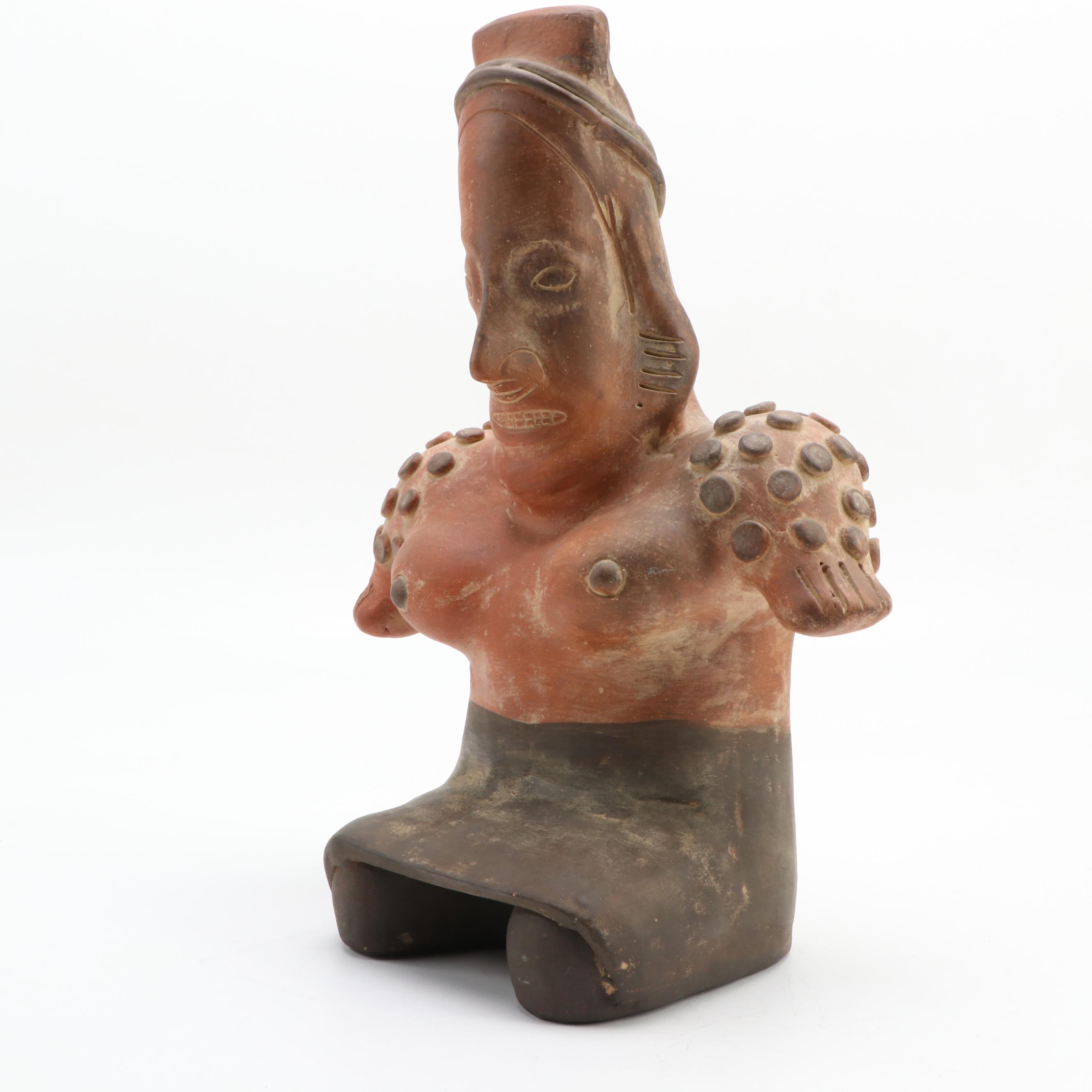Hieratic Ameca-Ezatlán Style Reproduction of a Terracotta Jalisco Tomb Figurine