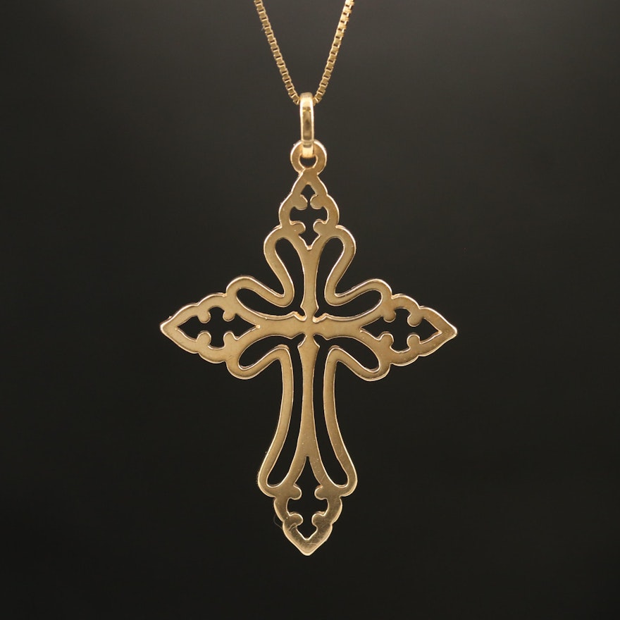 James Avery 14K St. Cecilia Cross Pendant Necklace
