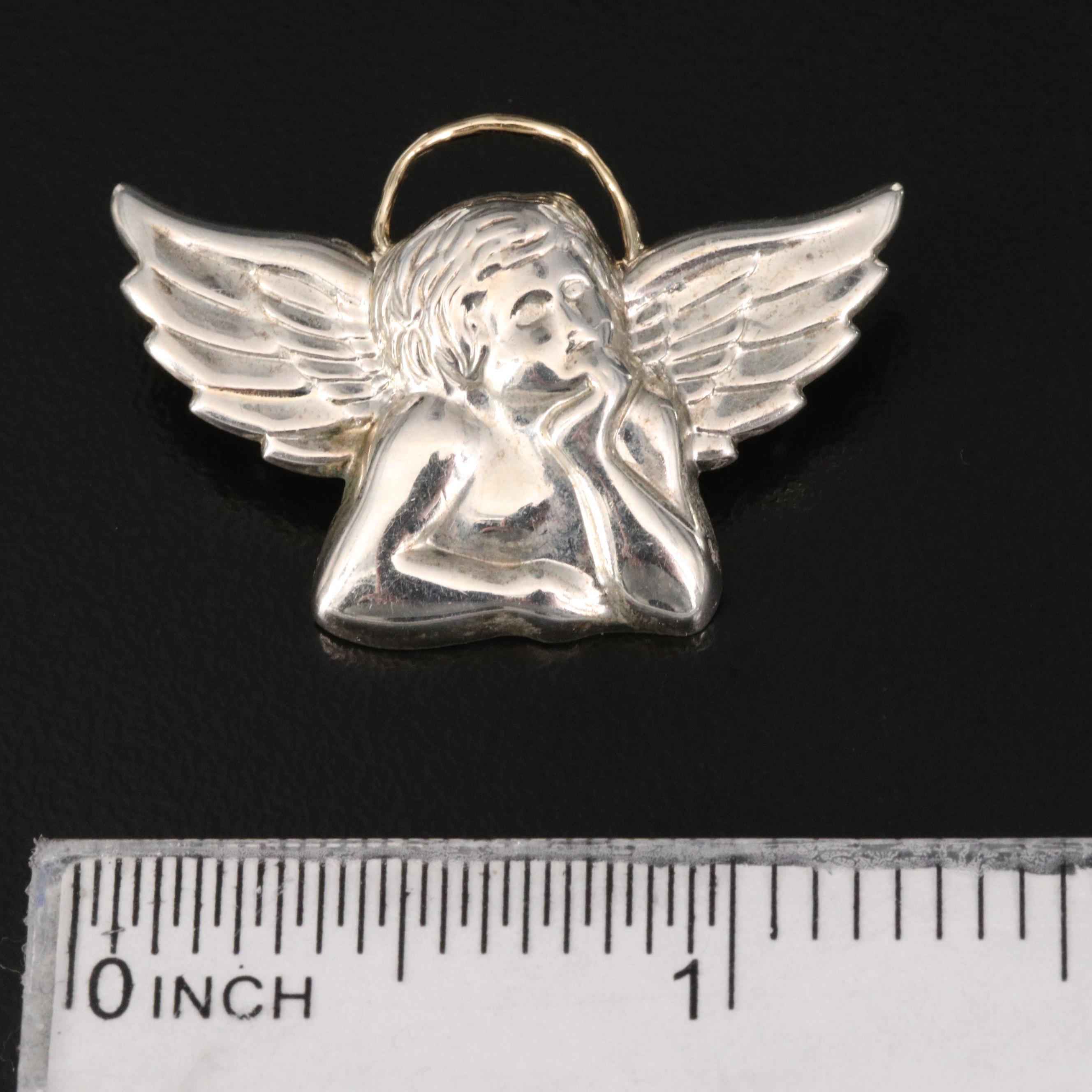 Michael Anthony Sterling and 14K Cherub, Mother and Child Pendants