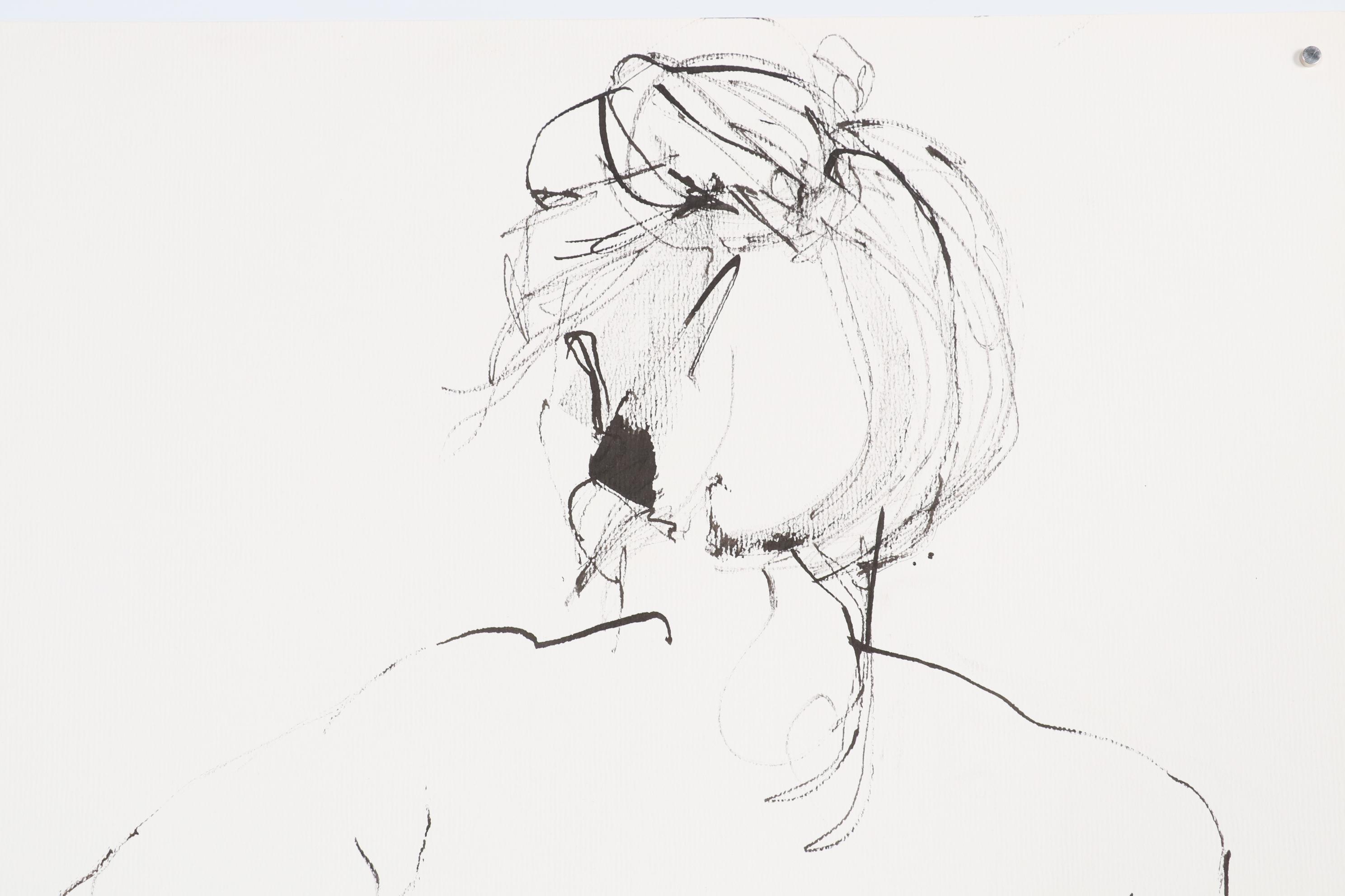 John Tuska Figural Nude Ink Drawings, Mid-Late 20th Century