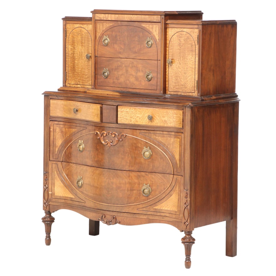 Walnut and Ash Veneered Chest-on-Chest, circa 1930