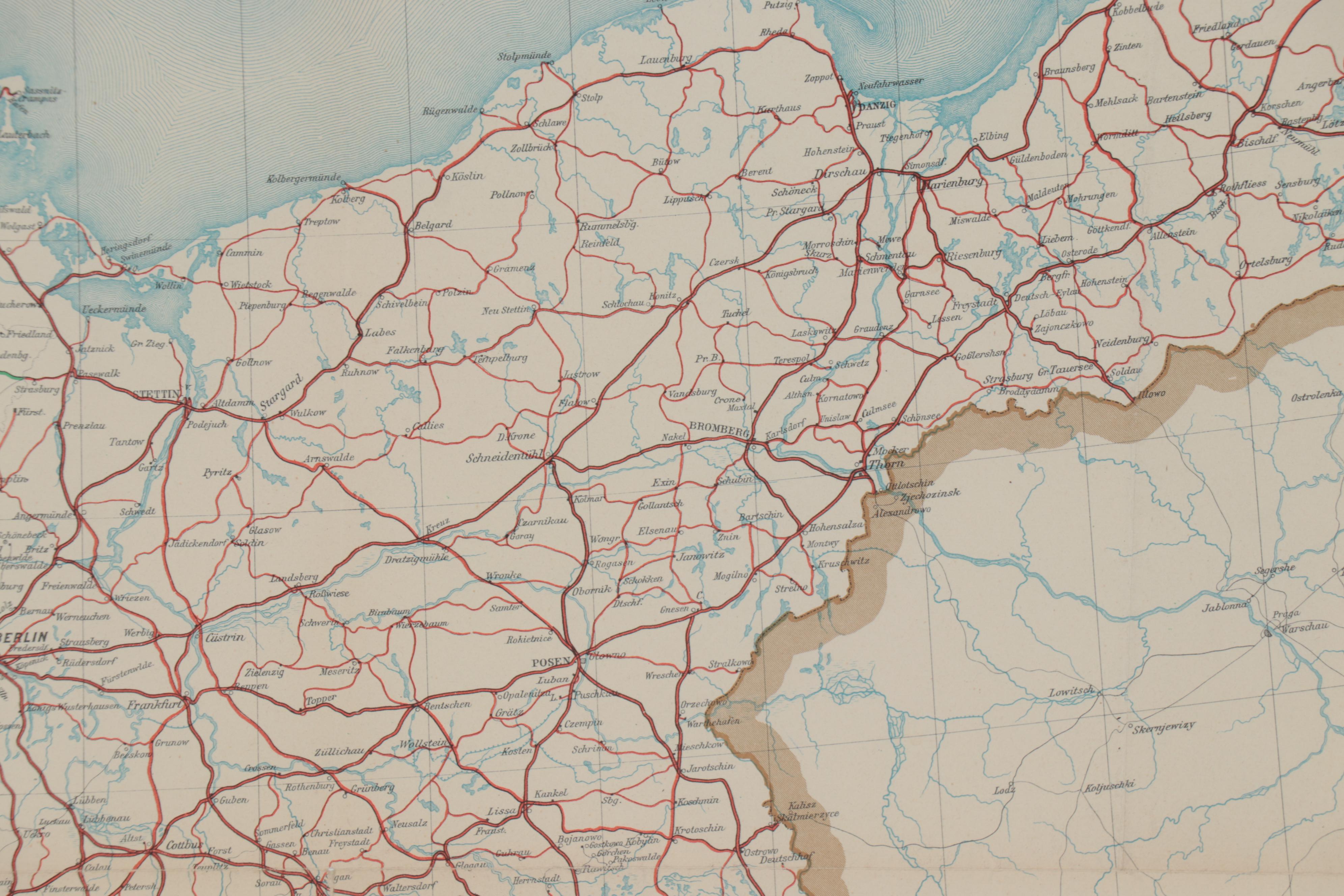 Lithographic Railroad Map "Die Eisenbahnen im Deutschen Reich," 1914
