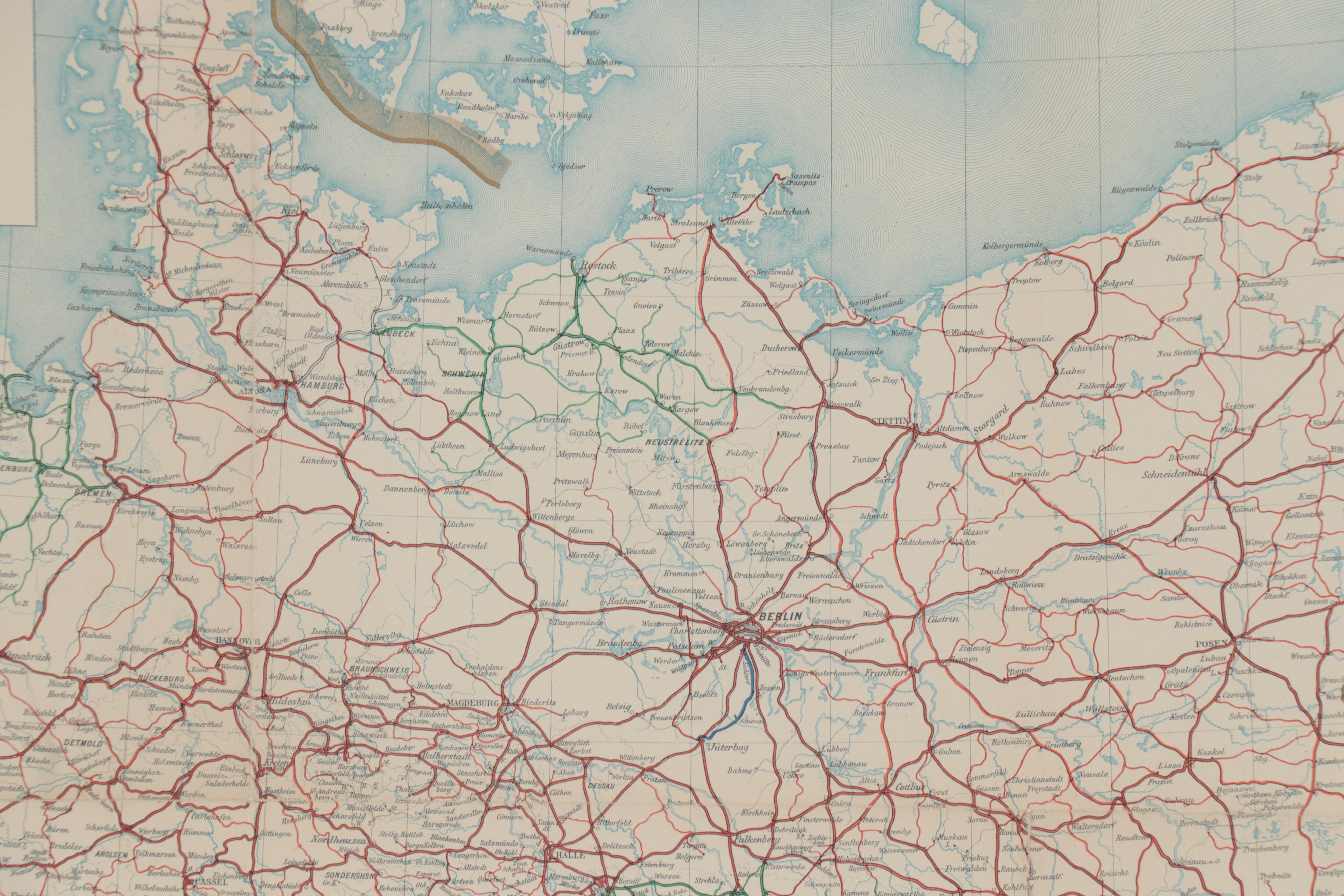 Lithographic Railroad Map "Die Eisenbahnen im Deutschen Reich," 1914