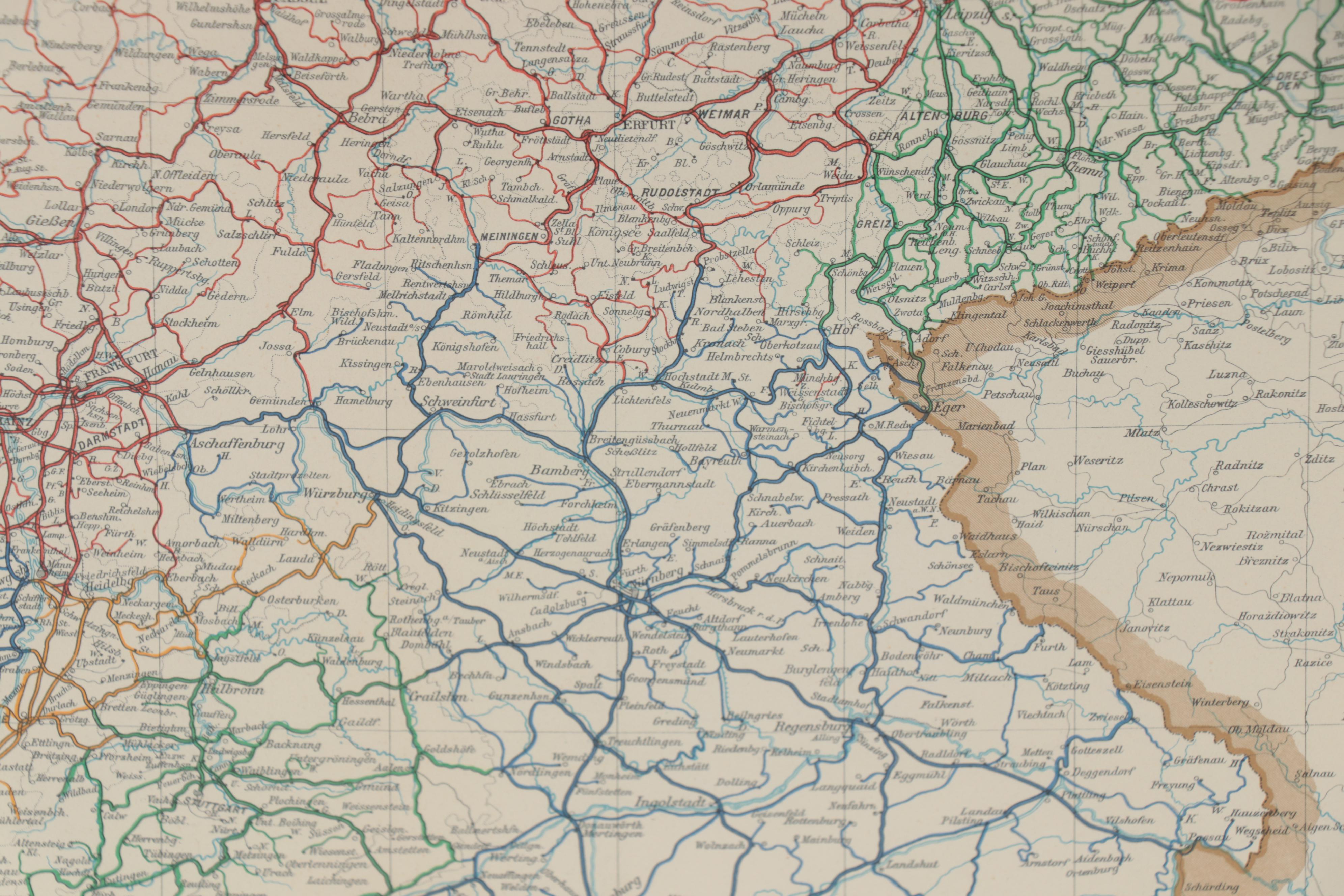 Lithographic Railroad Map "Die Eisenbahnen im Deutschen Reich," 1914