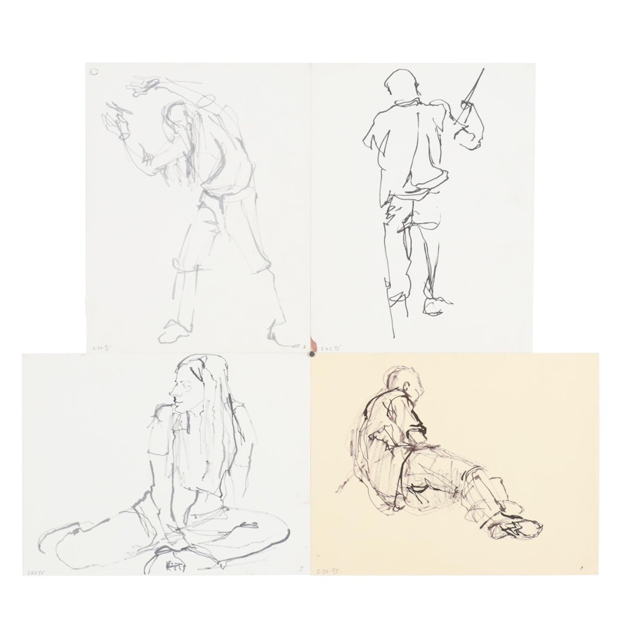John Tuska Figure Study Ink Drawings, 1995