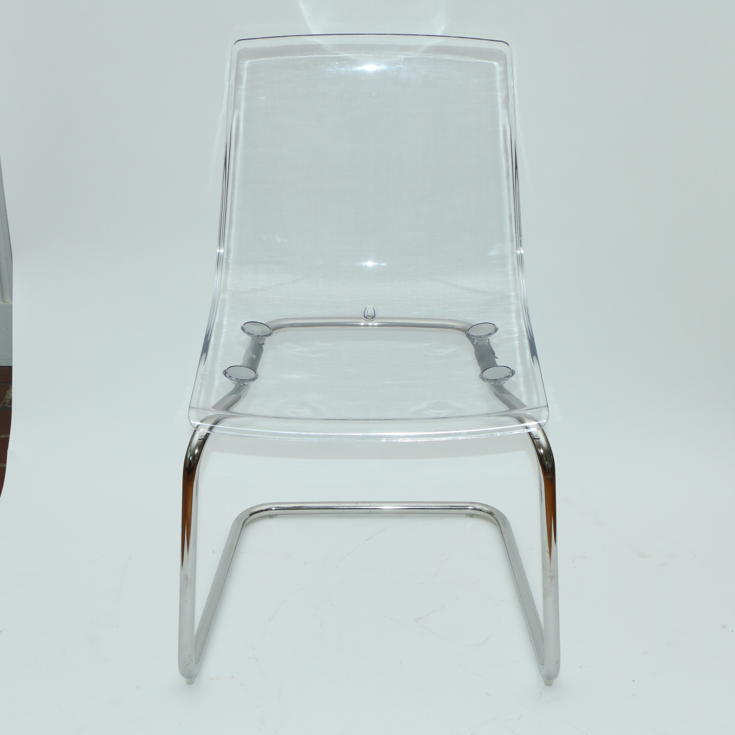 IKEA Modern Acrylic and Chrome Cantilever Side Chair