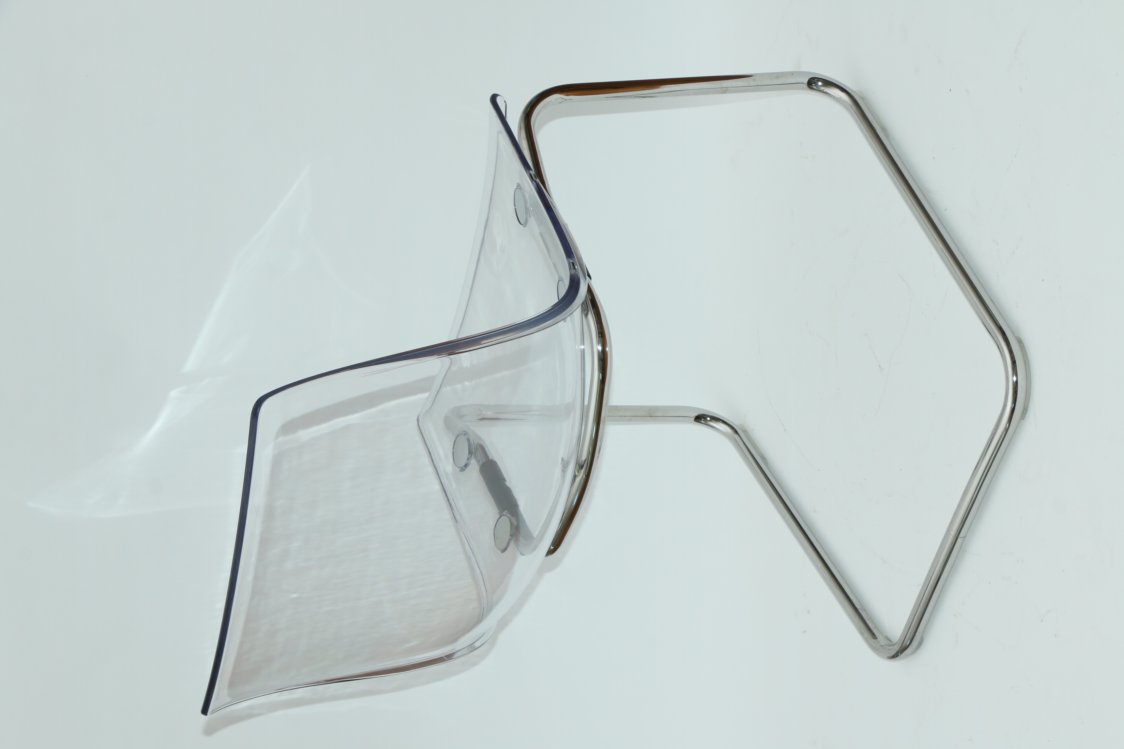 IKEA Modern Acrylic and Chrome Cantilever Side Chair