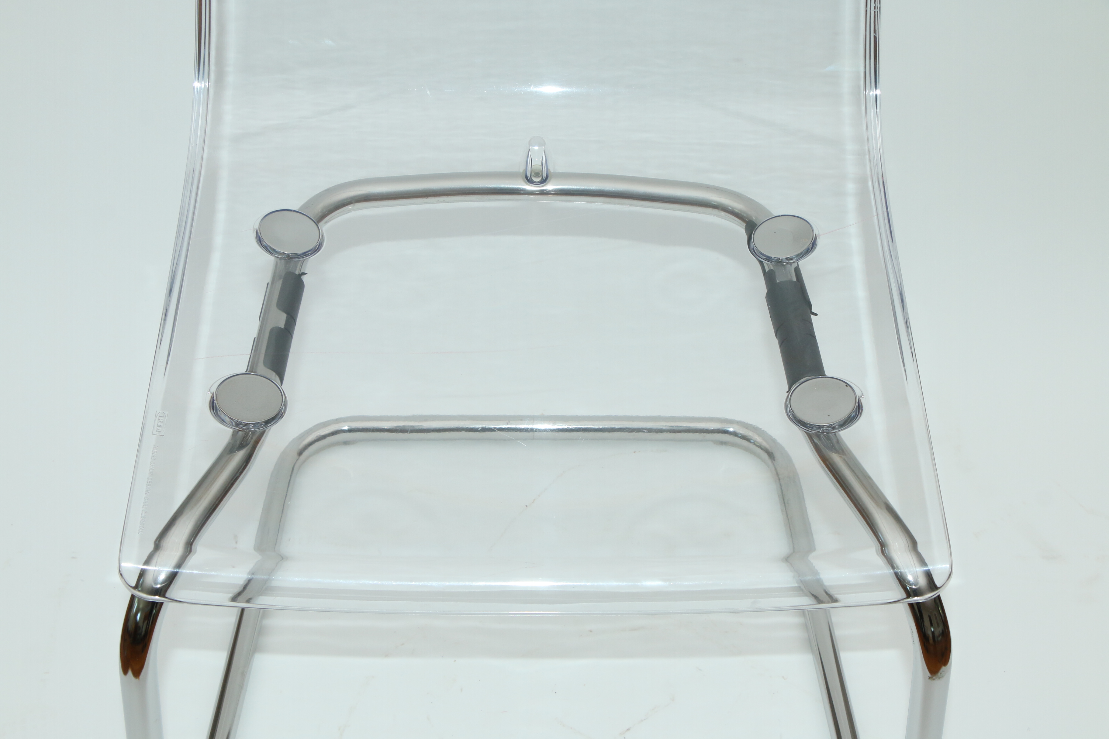 IKEA Modern Acrylic and Chrome Cantilever Side Chair
