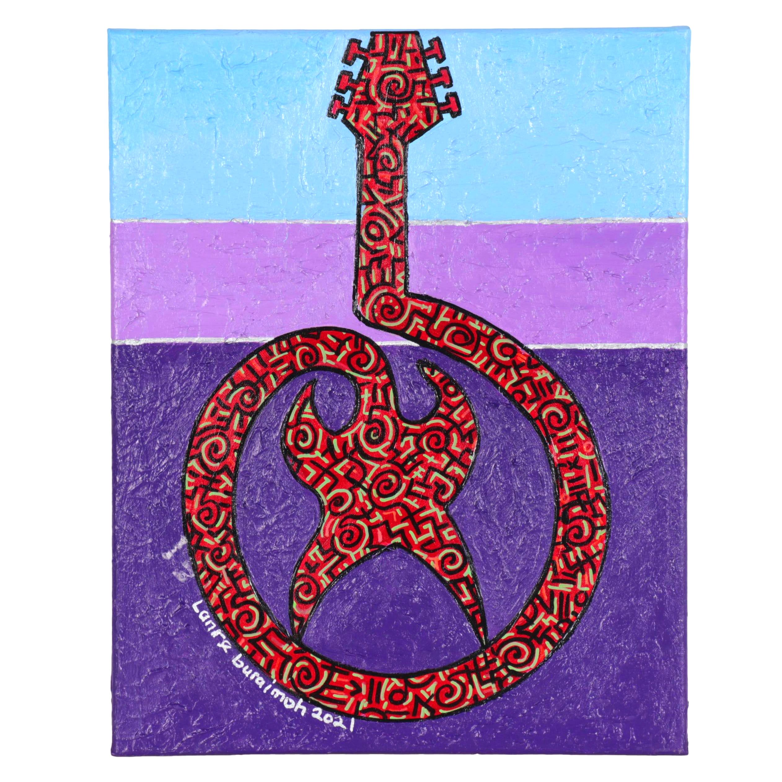 Lanre Buraimoh Acrylic Painting "Modern Guitar"