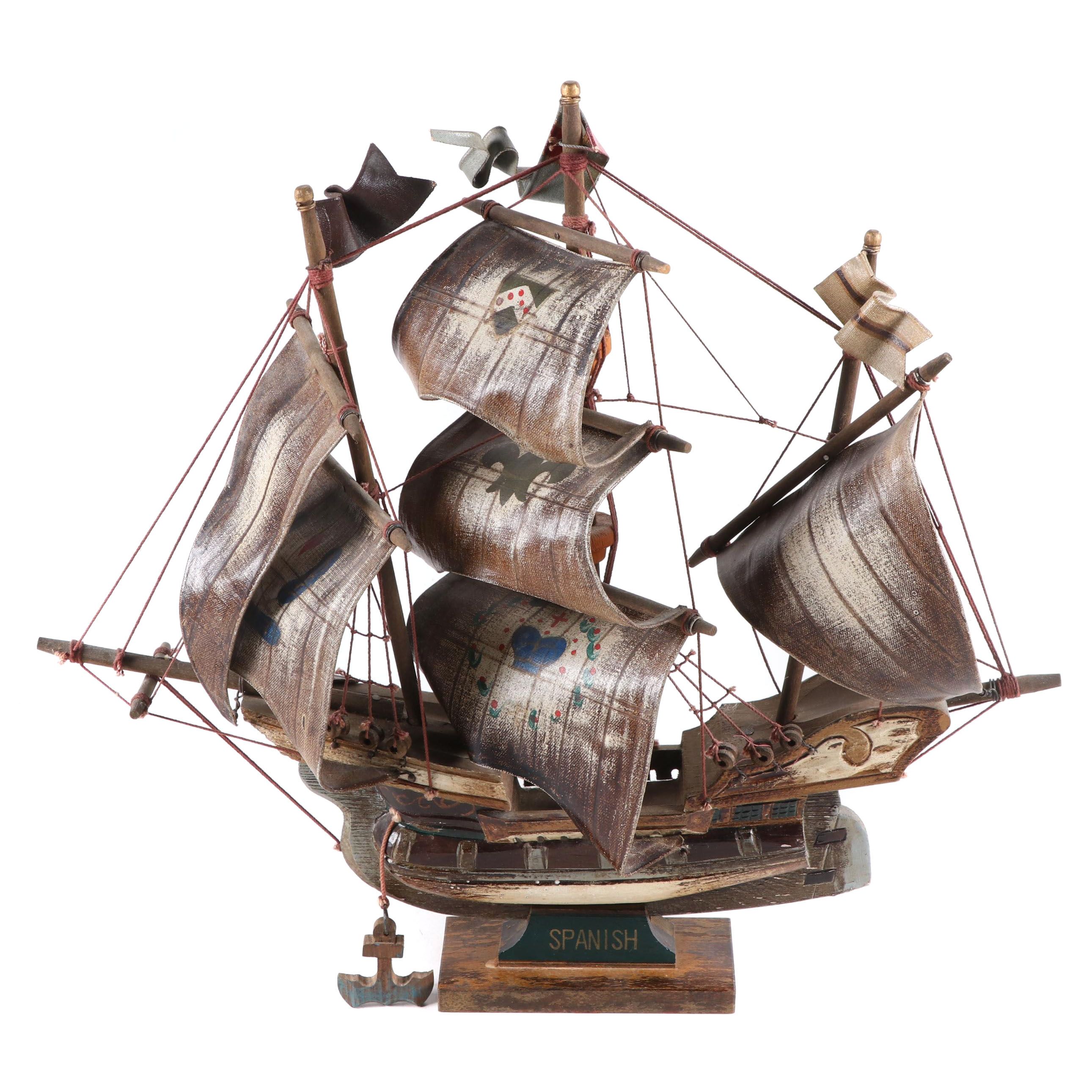 Wood and Canvas Spanish Galleon Model