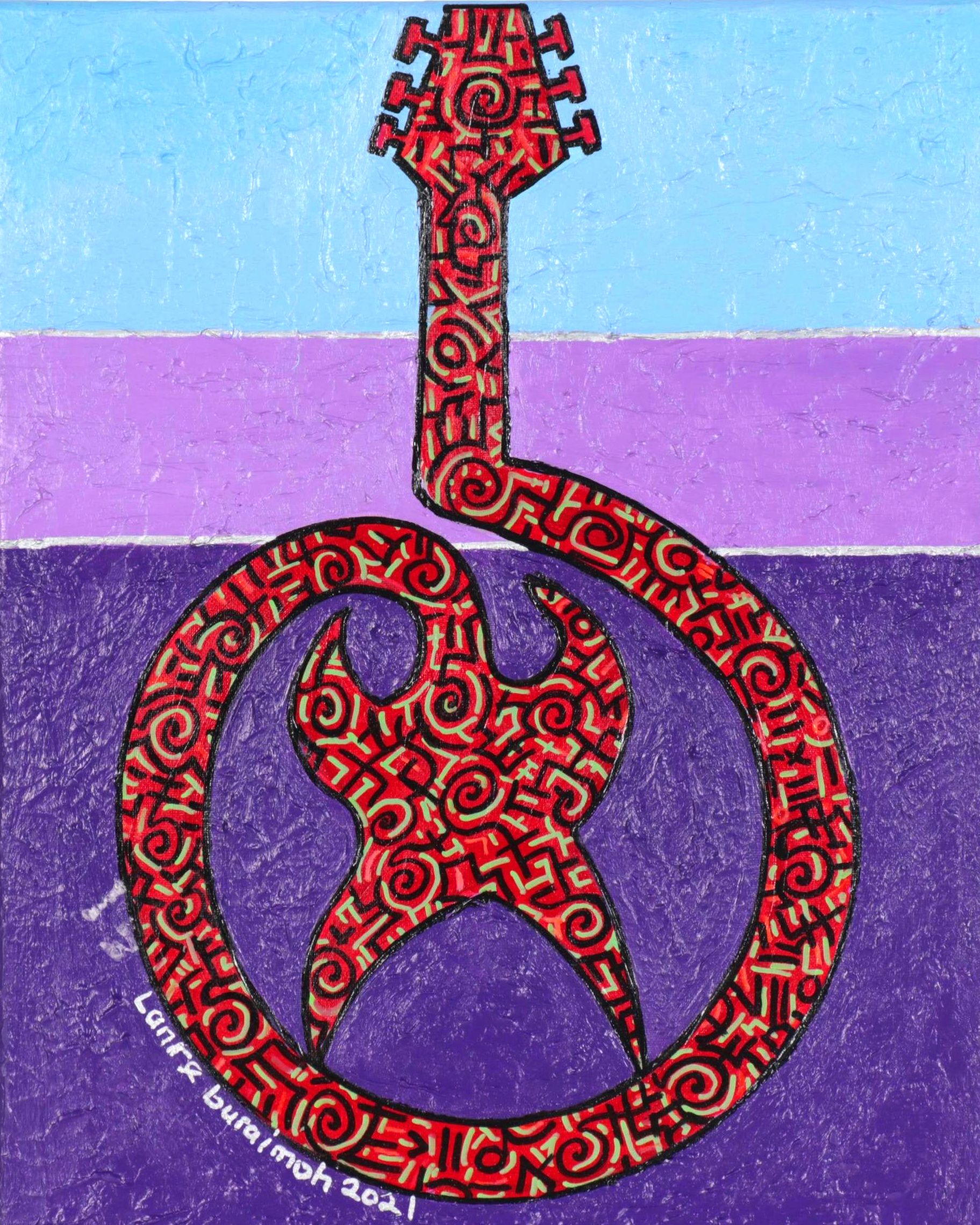 Lanre Buraimoh Acrylic Painting "Modern Guitar"